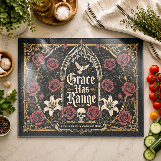 Grace Has Range Gothic Rose Tempered Glass Cutting Board