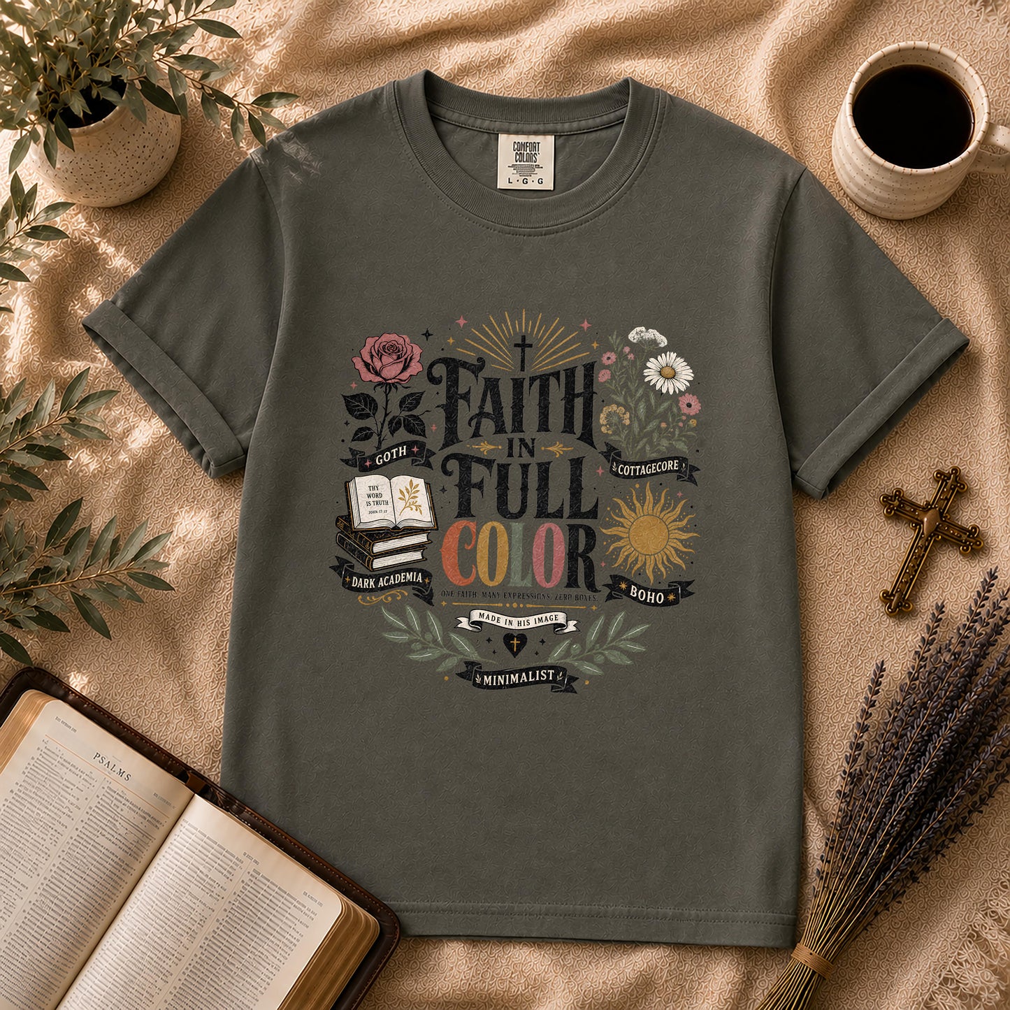 Faith in Full Color Christian Aesthetic T-Shirt