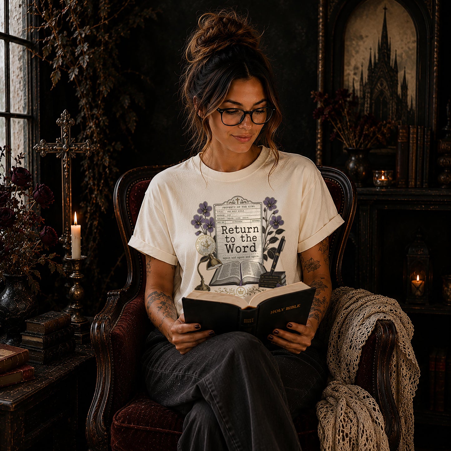 Return to the Word Dark Academia Christian T-Shirt