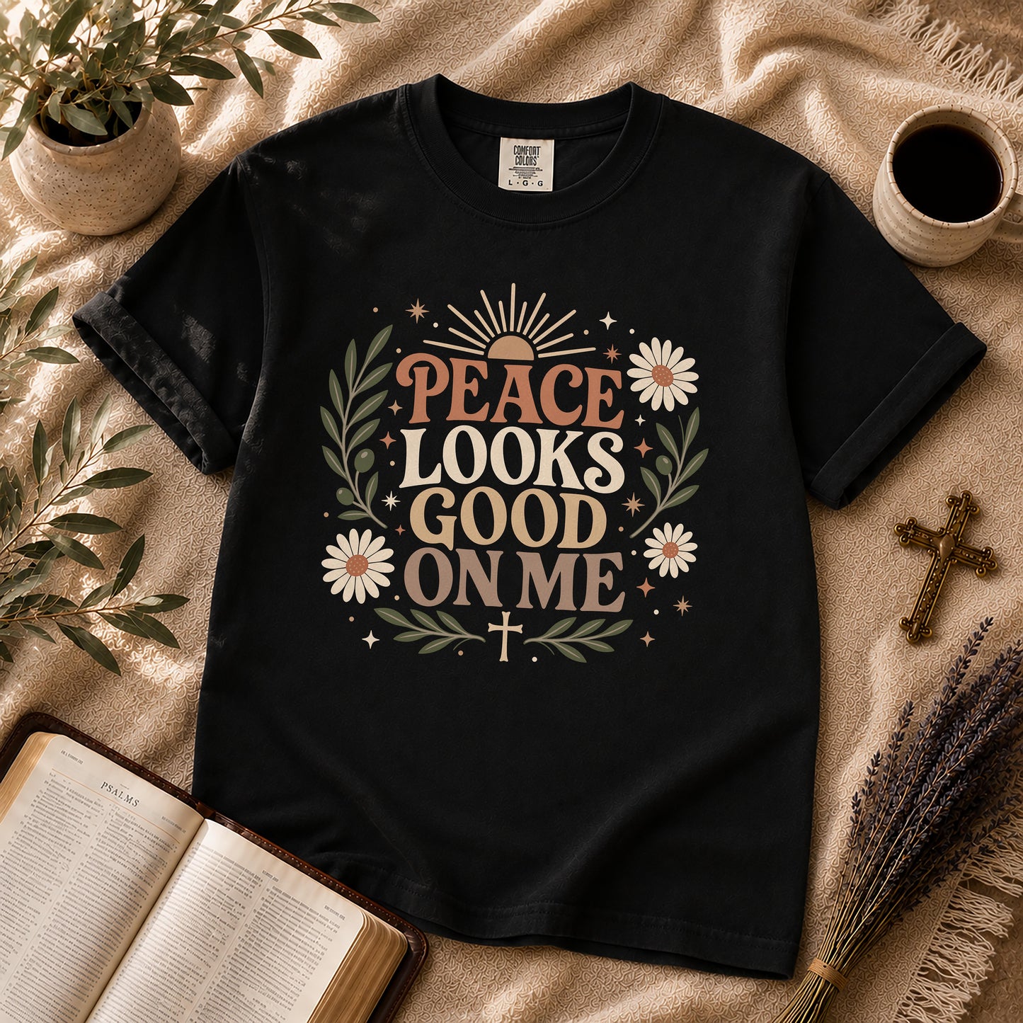 Peace Looks Good On Me Boho Christian T-Shirt