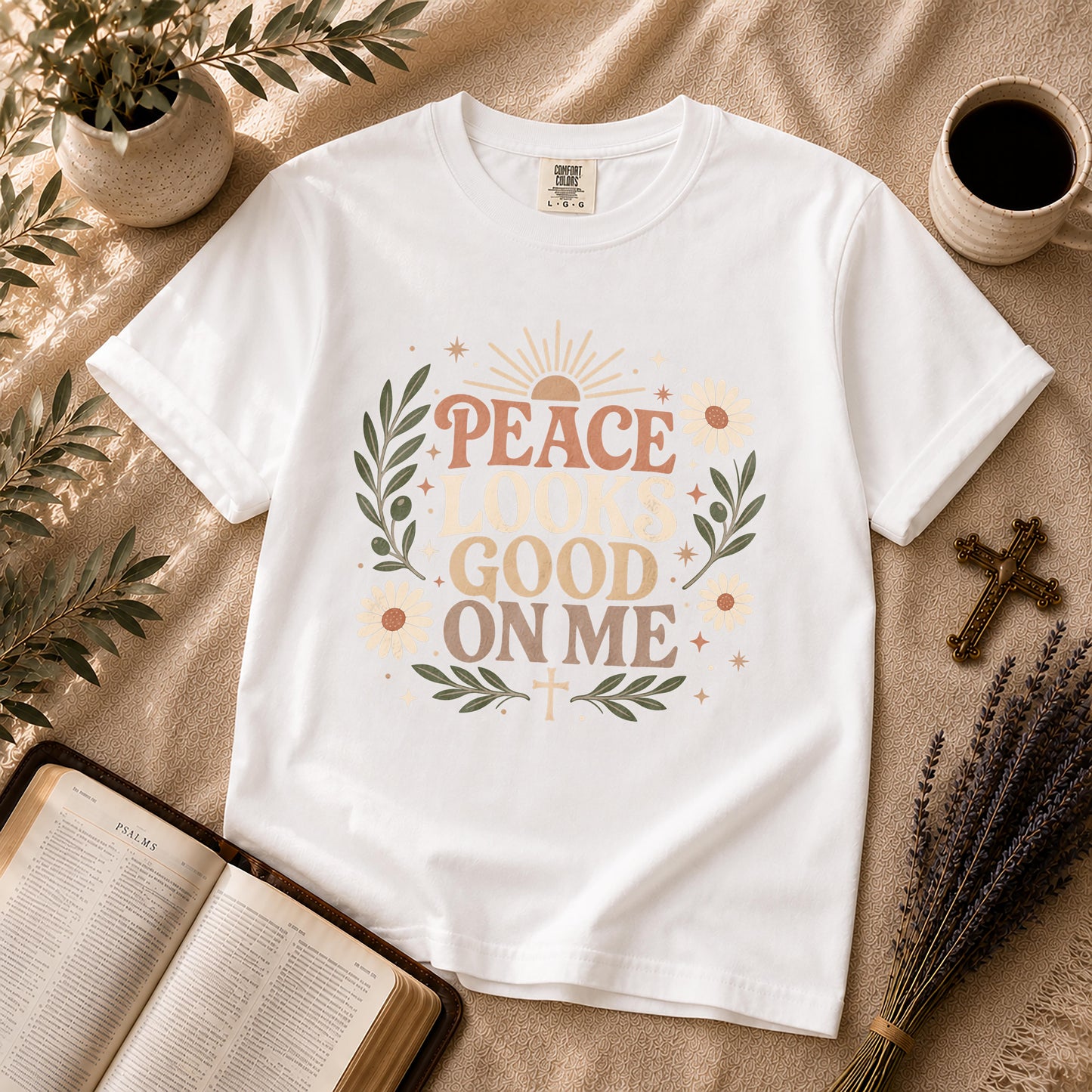 Peace Looks Good On Me Boho Christian T-Shirt