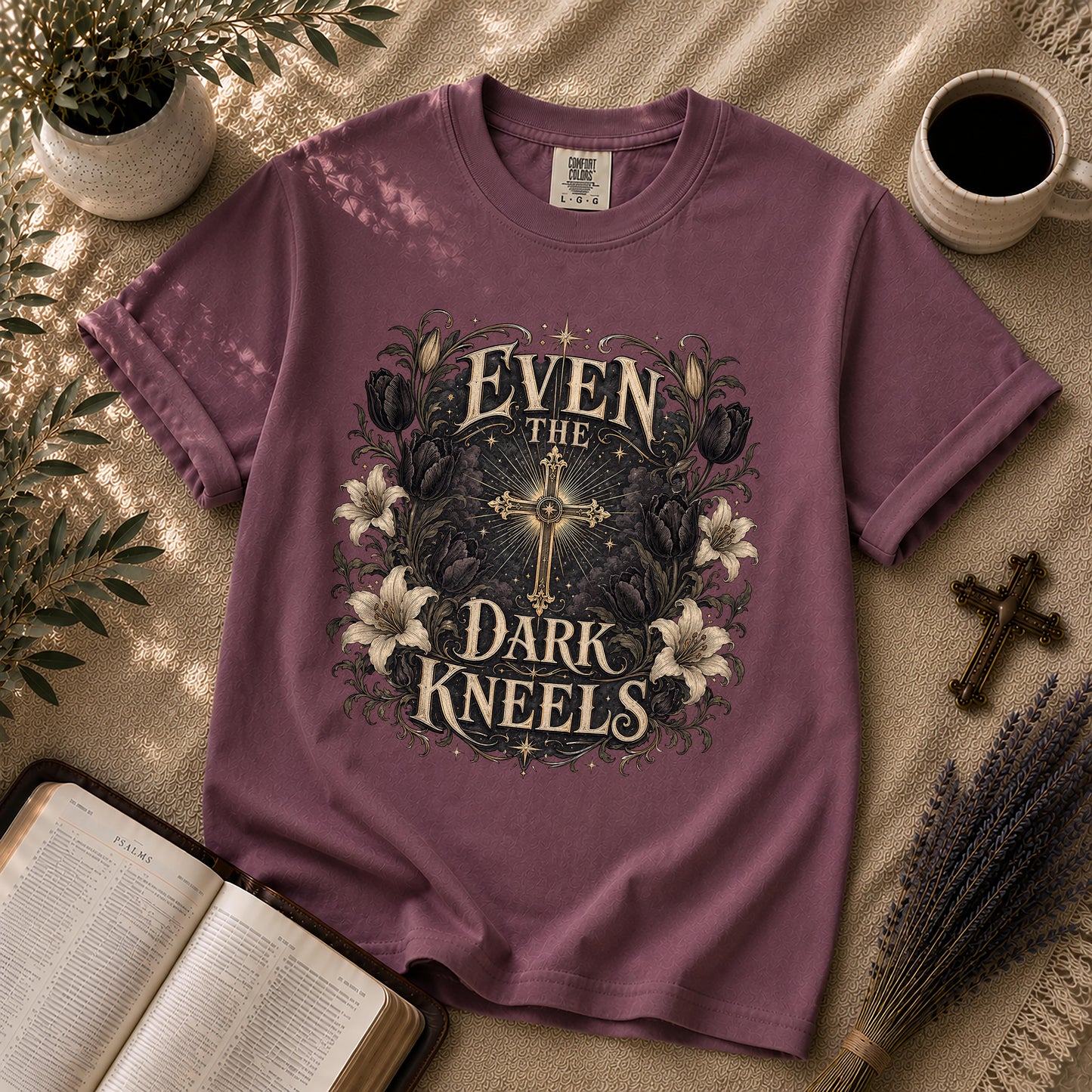 Even the Dark Kneels Gothic Christian Shirt