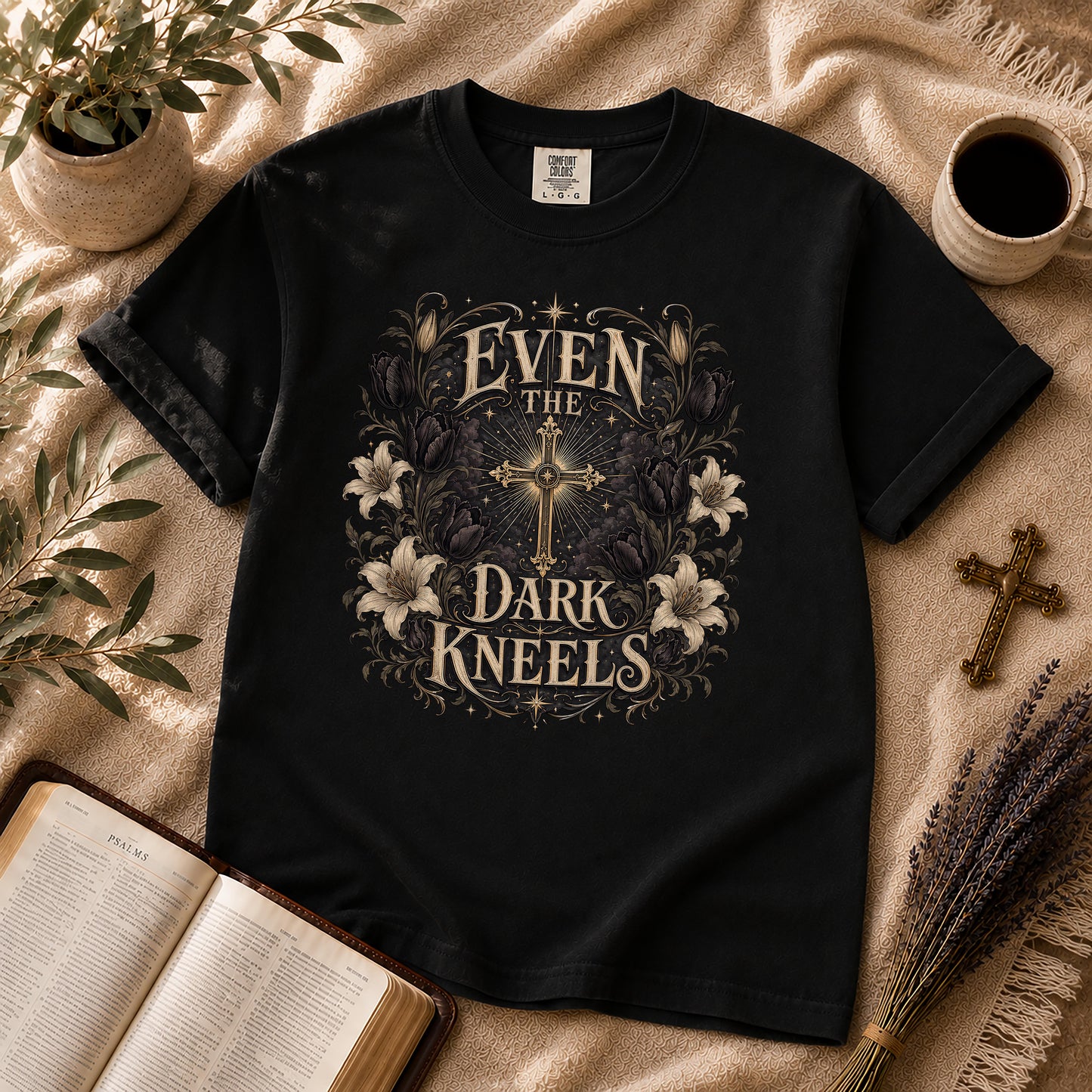 Even the Dark Kneels Gothic Christian Shirt