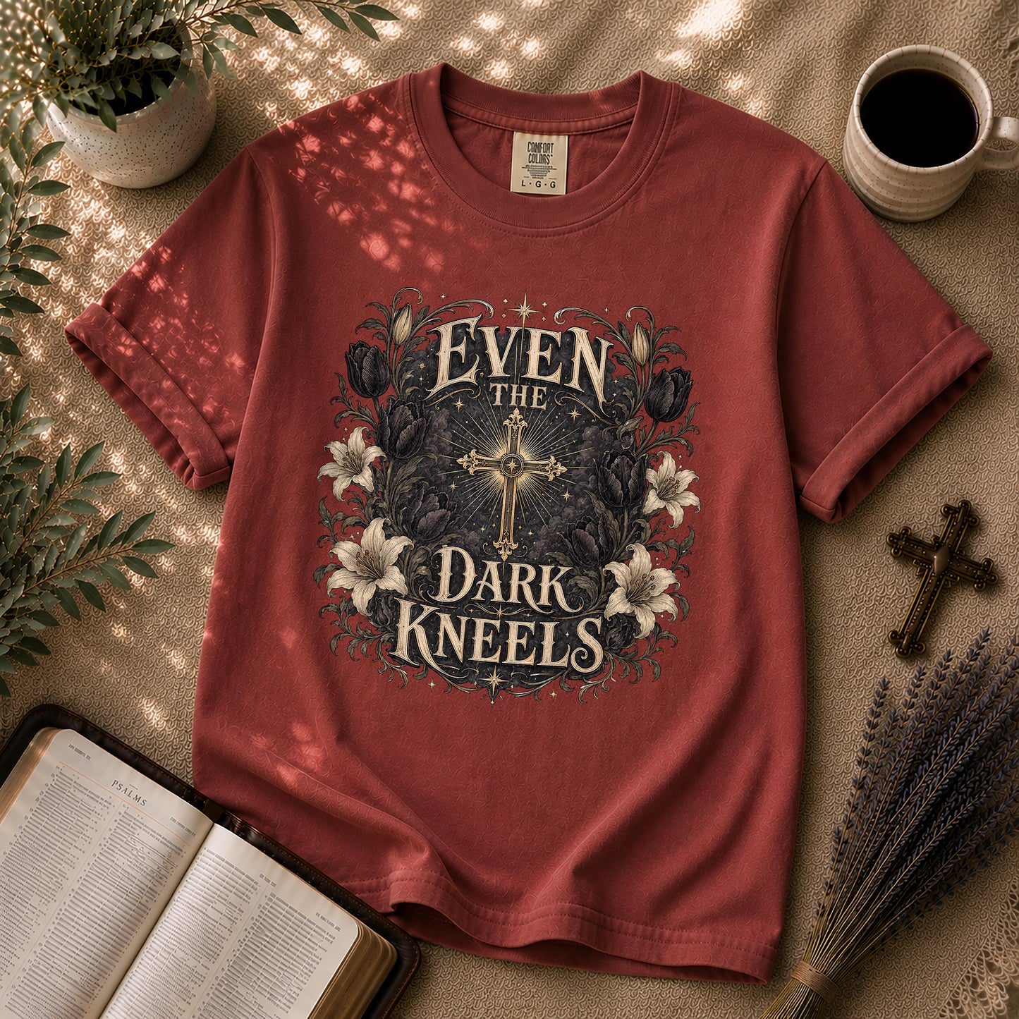 Even the Dark Kneels Gothic Christian Shirt
