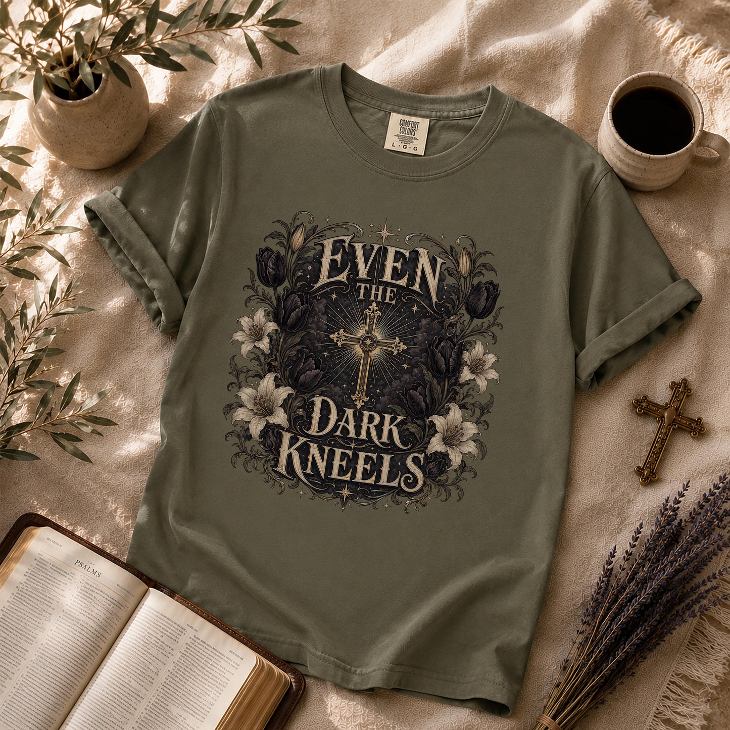 Even the Dark Kneels Gothic Christian Shirt