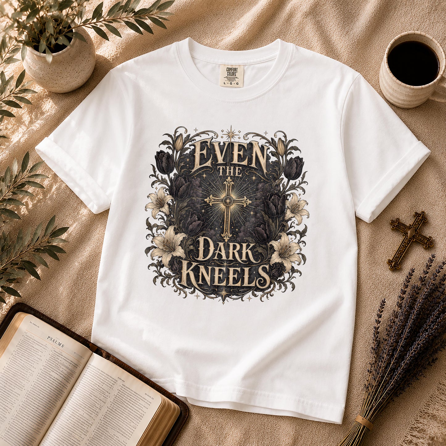 Even the Dark Kneels Gothic Christian Shirt