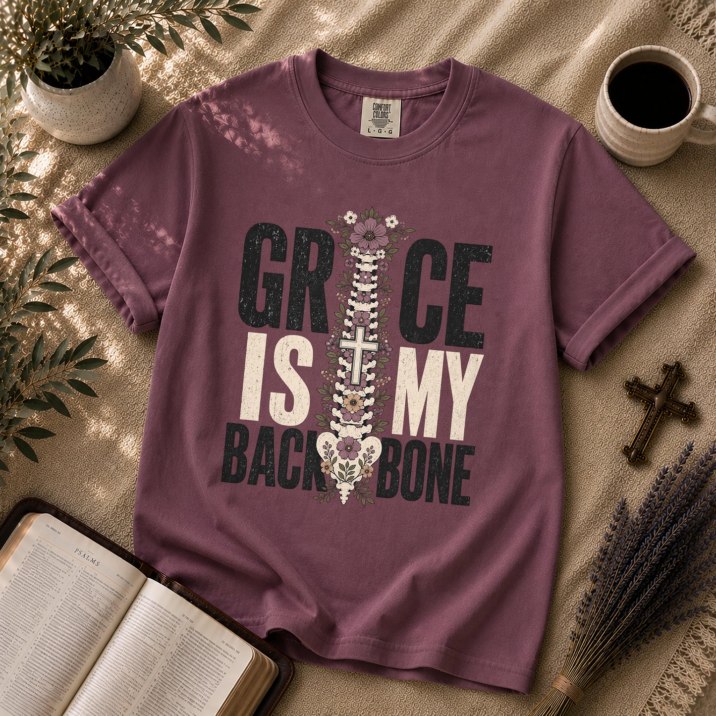 Grace Is My Backbone Alternative Christian T-Shirt