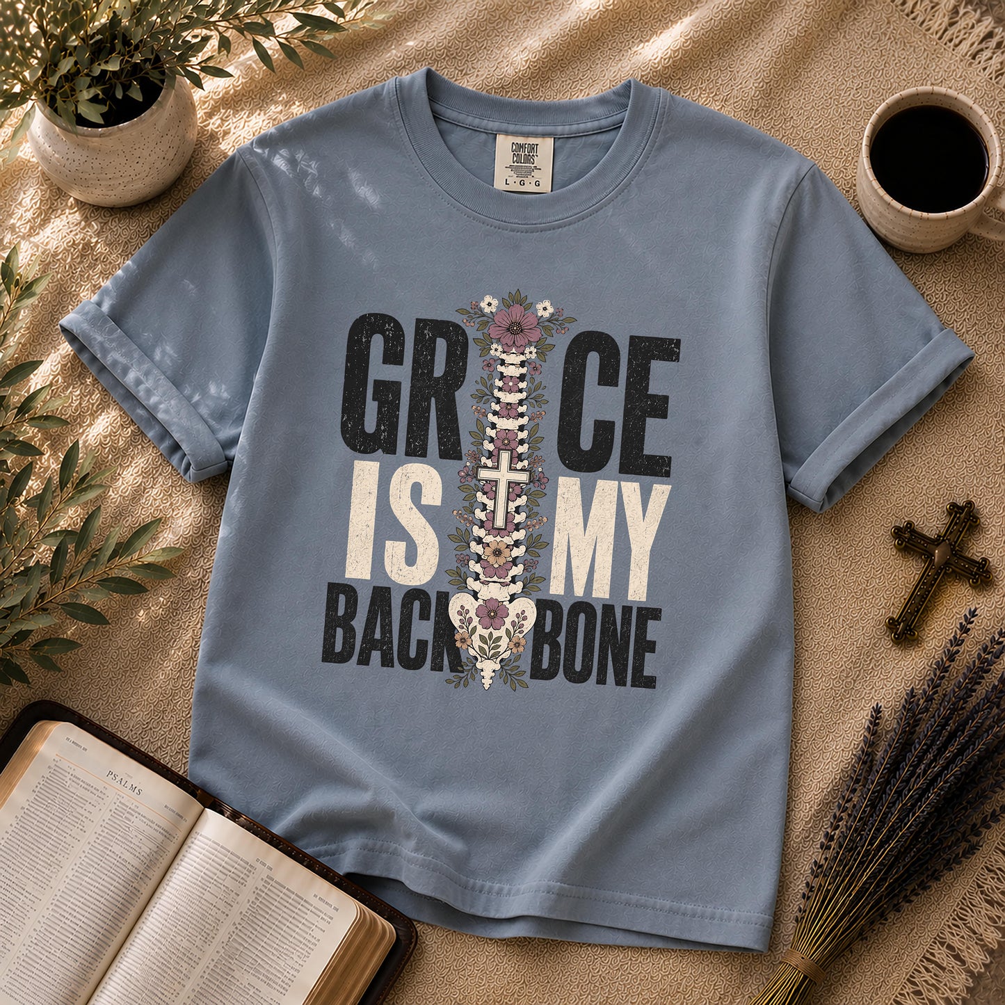 Grace Is My Backbone Alternative Christian T-Shirt