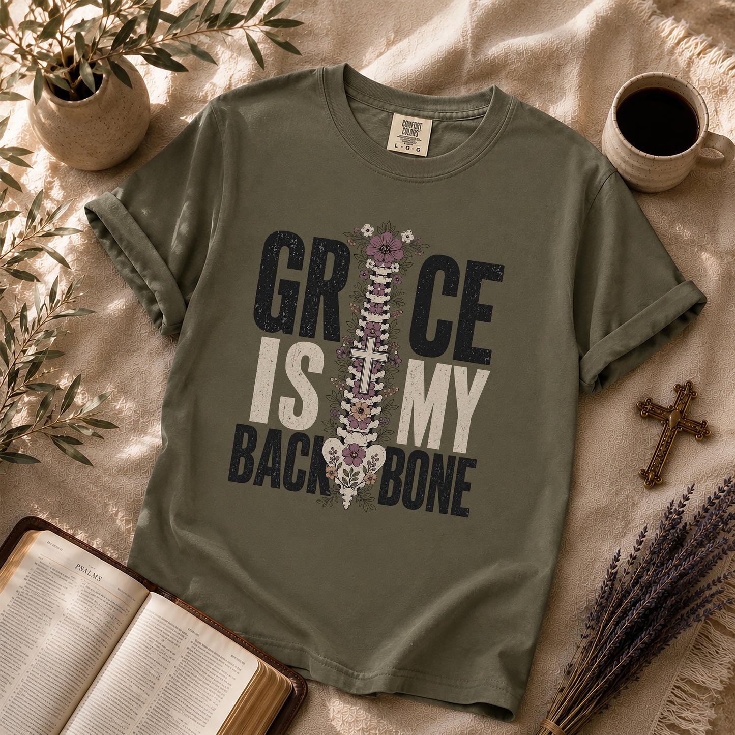 Grace Is My Backbone Alternative Christian T-Shirt