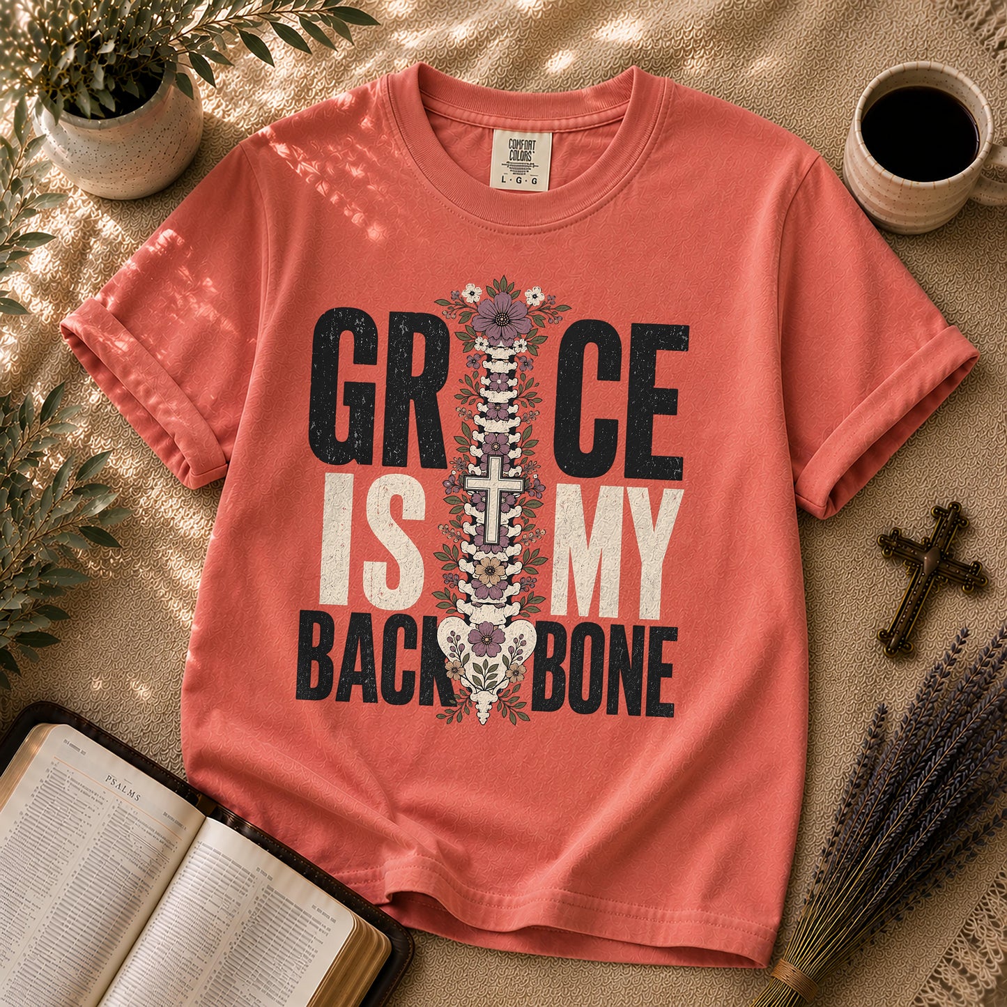 Grace Is My Backbone Alternative Christian T-Shirt