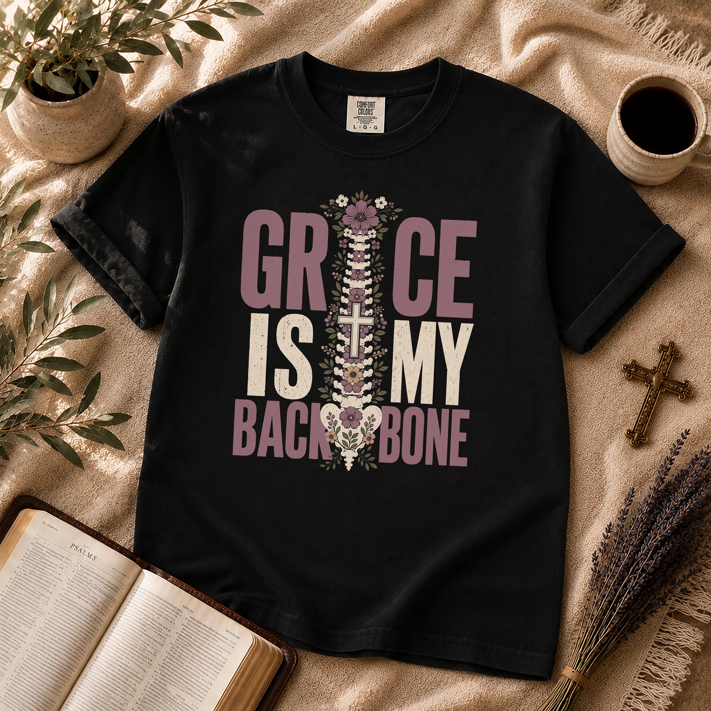 Grace Is My Backbone Alternative Christian T-Shirt
