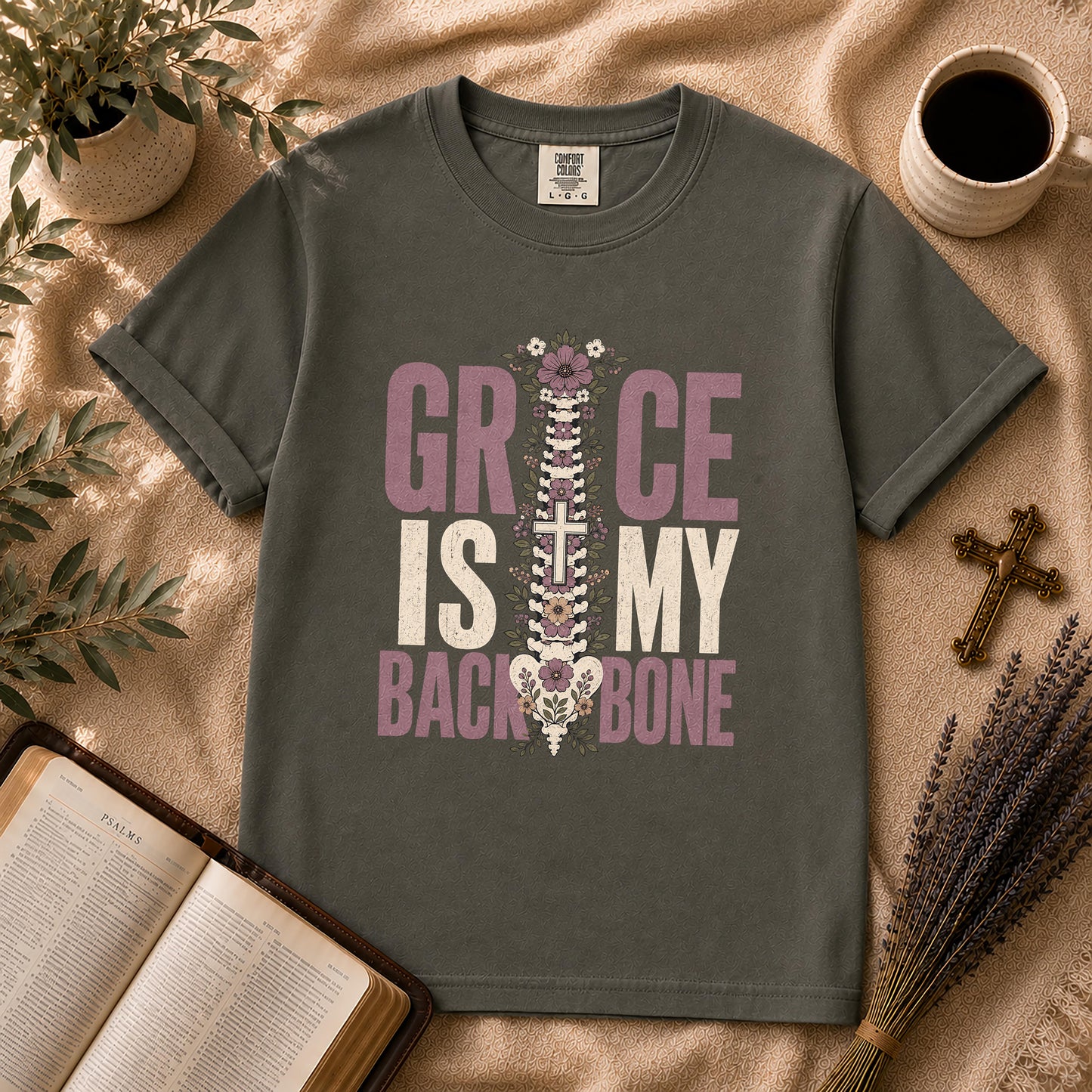 Grace Is My Backbone Alternative Christian T-Shirt