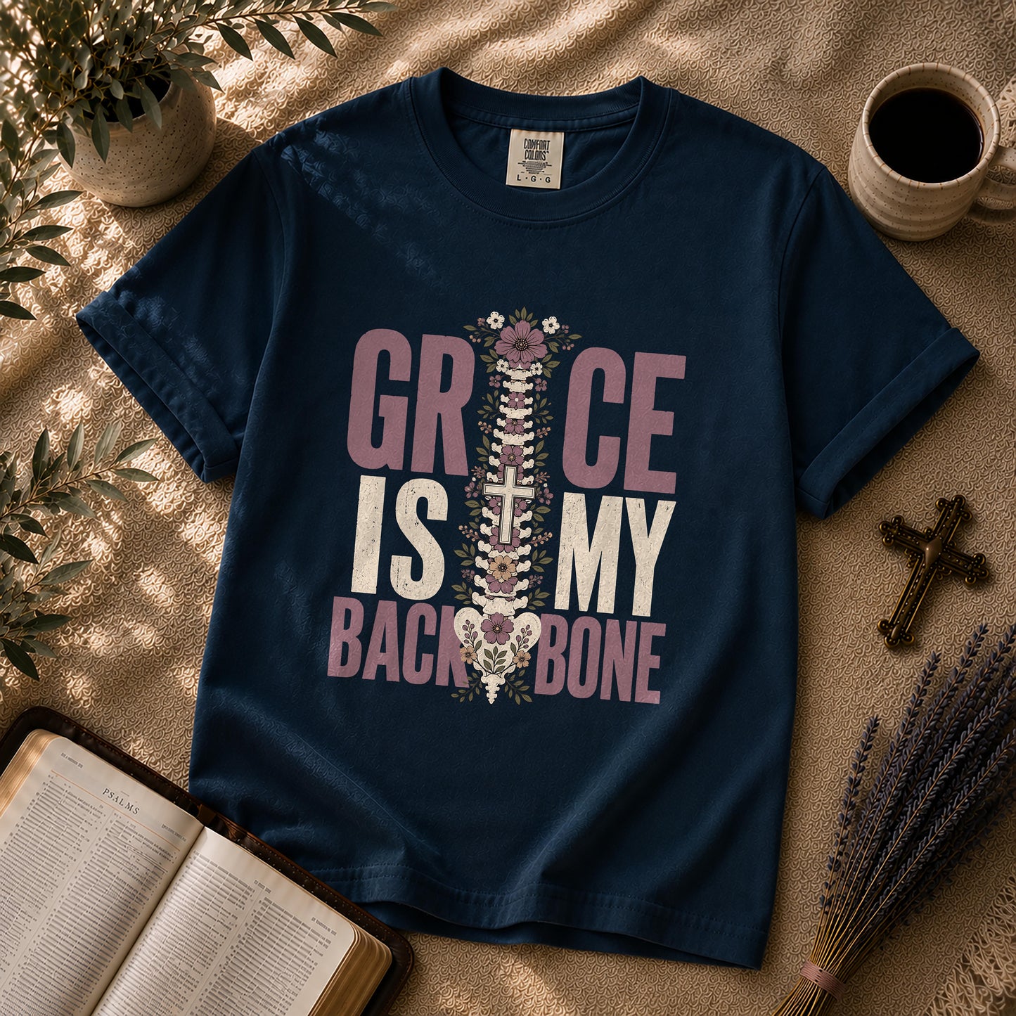 Grace Is My Backbone Alternative Christian T-Shirt
