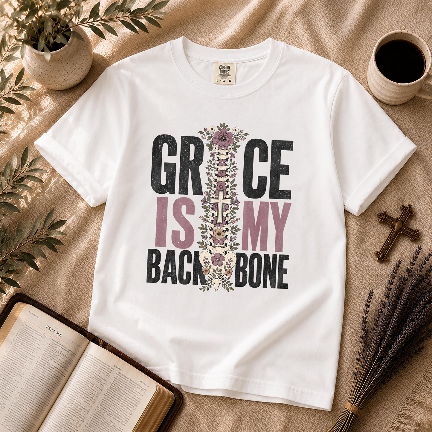 Grace Is My Backbone Alternative Christian T-Shirt
