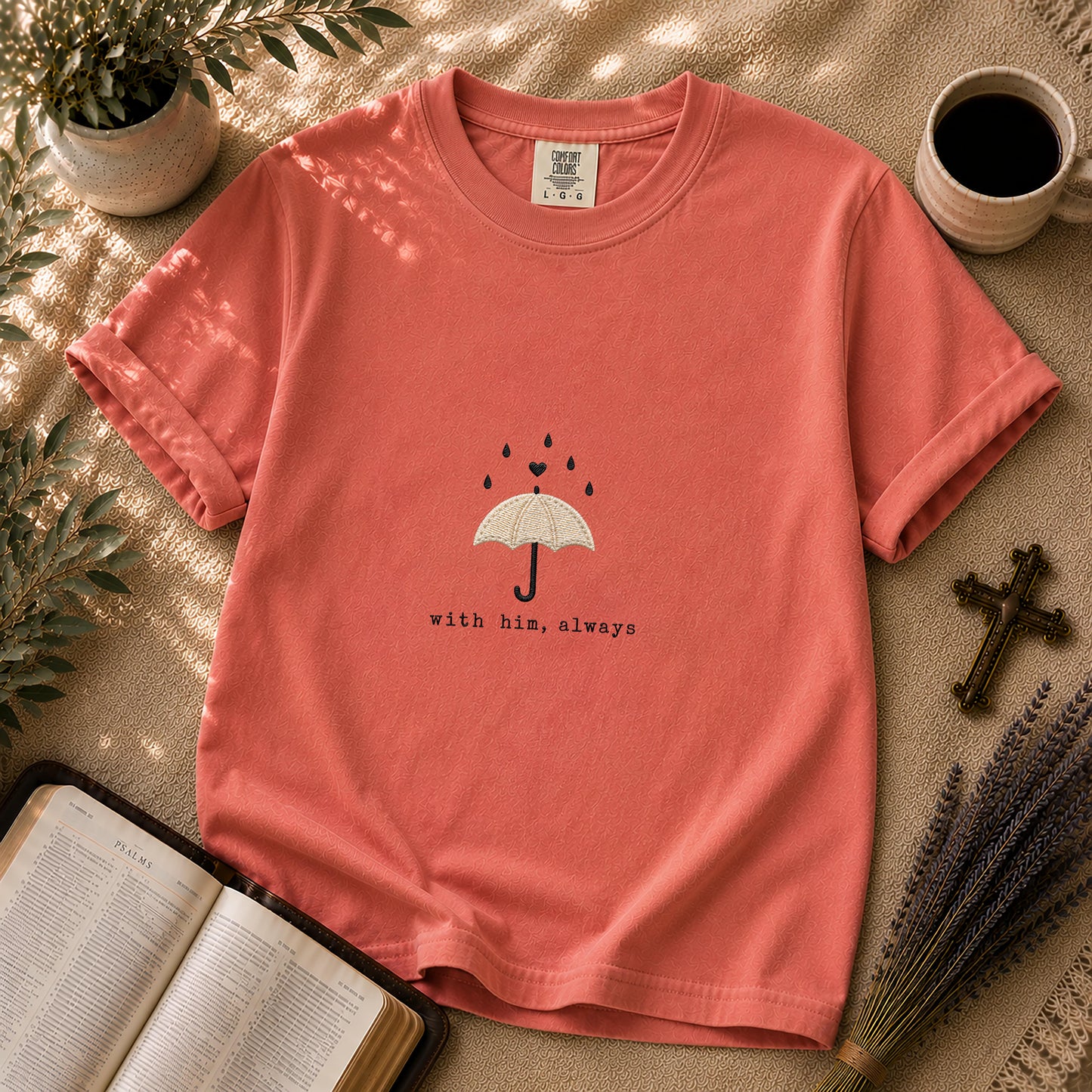 With Him Always Minimalist Christian T-Shirt
