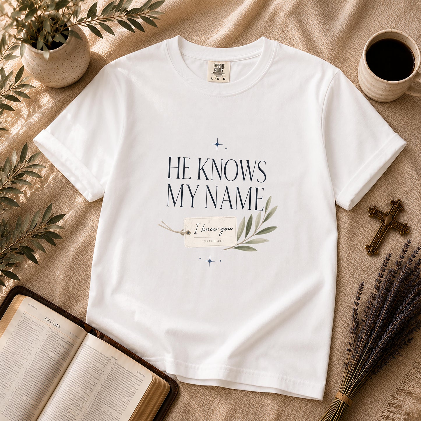 He Knows My Name Minimalist Christian T-Shirt