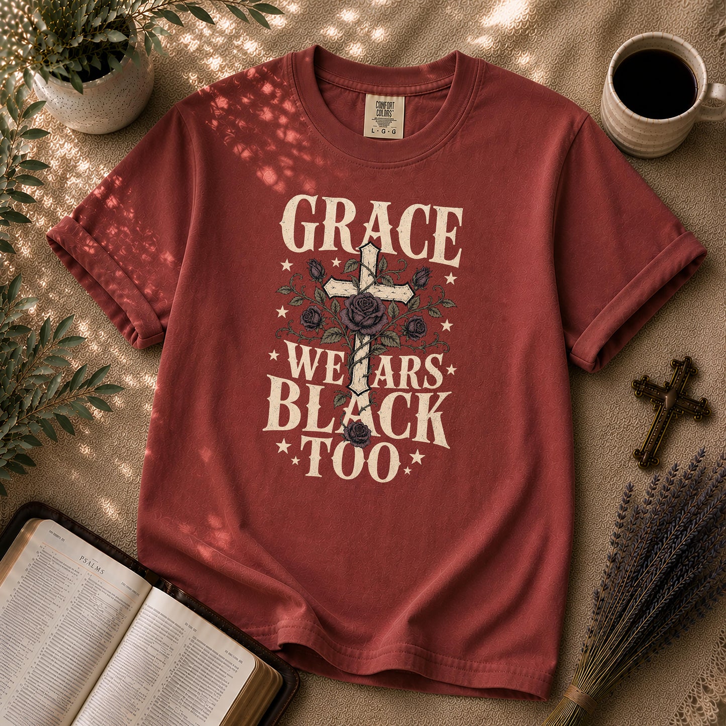 Grace Wears Black Too Gothic Christian Shirt