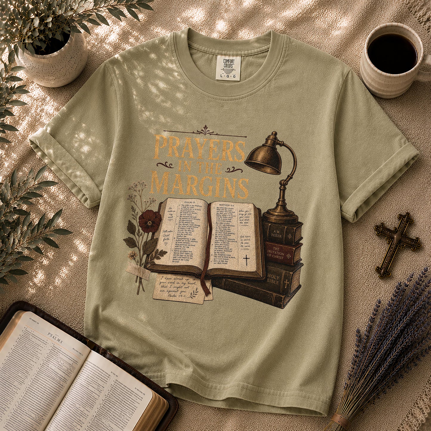 Prayers in the Margins Dark Academia Christian T-Shirt