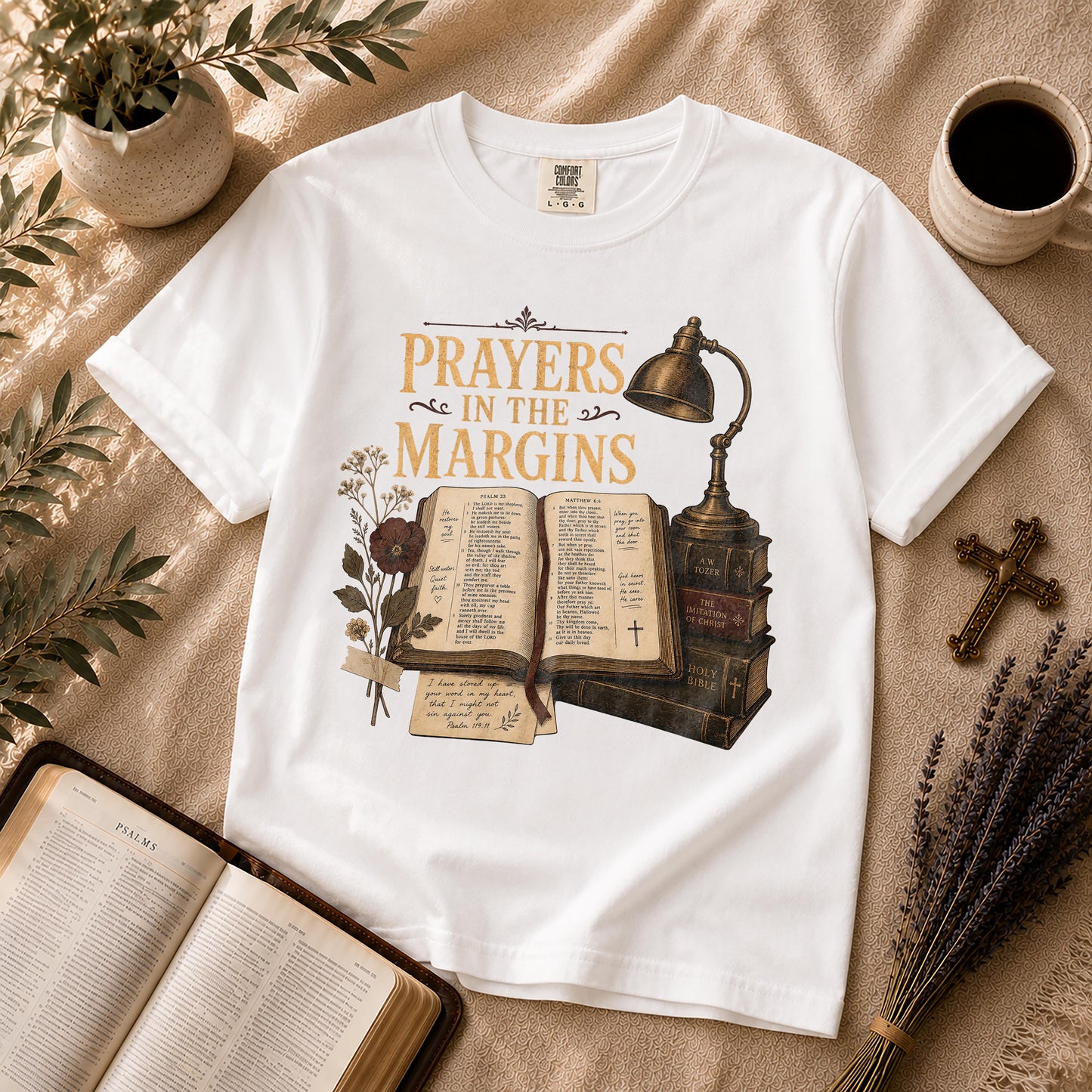 Prayers in the Margins Dark Academia Christian T-Shirt