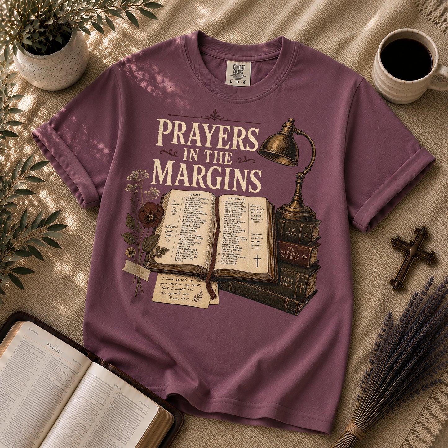 Prayers in the Margins Dark Academia Christian T-Shirt