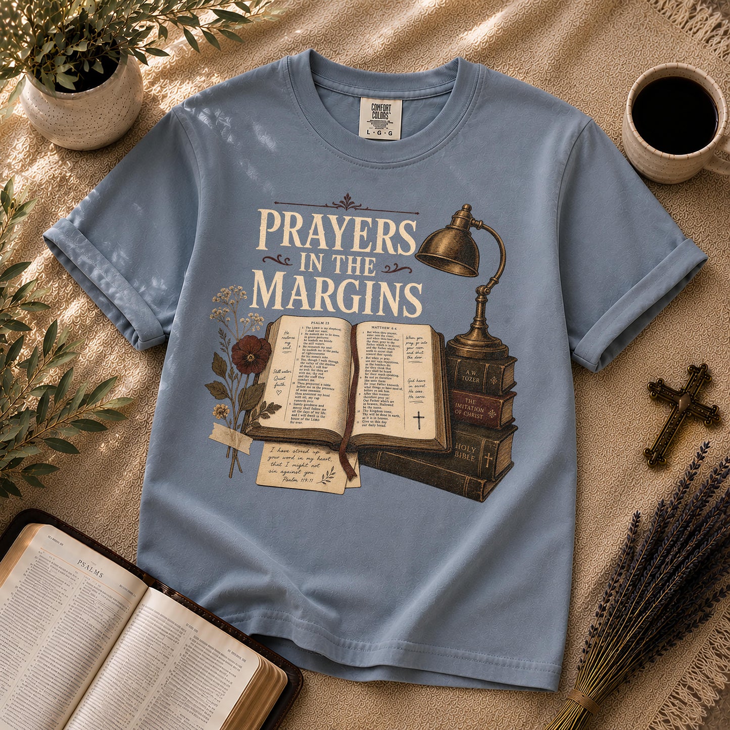 Prayers in the Margins Dark Academia Christian T-Shirt