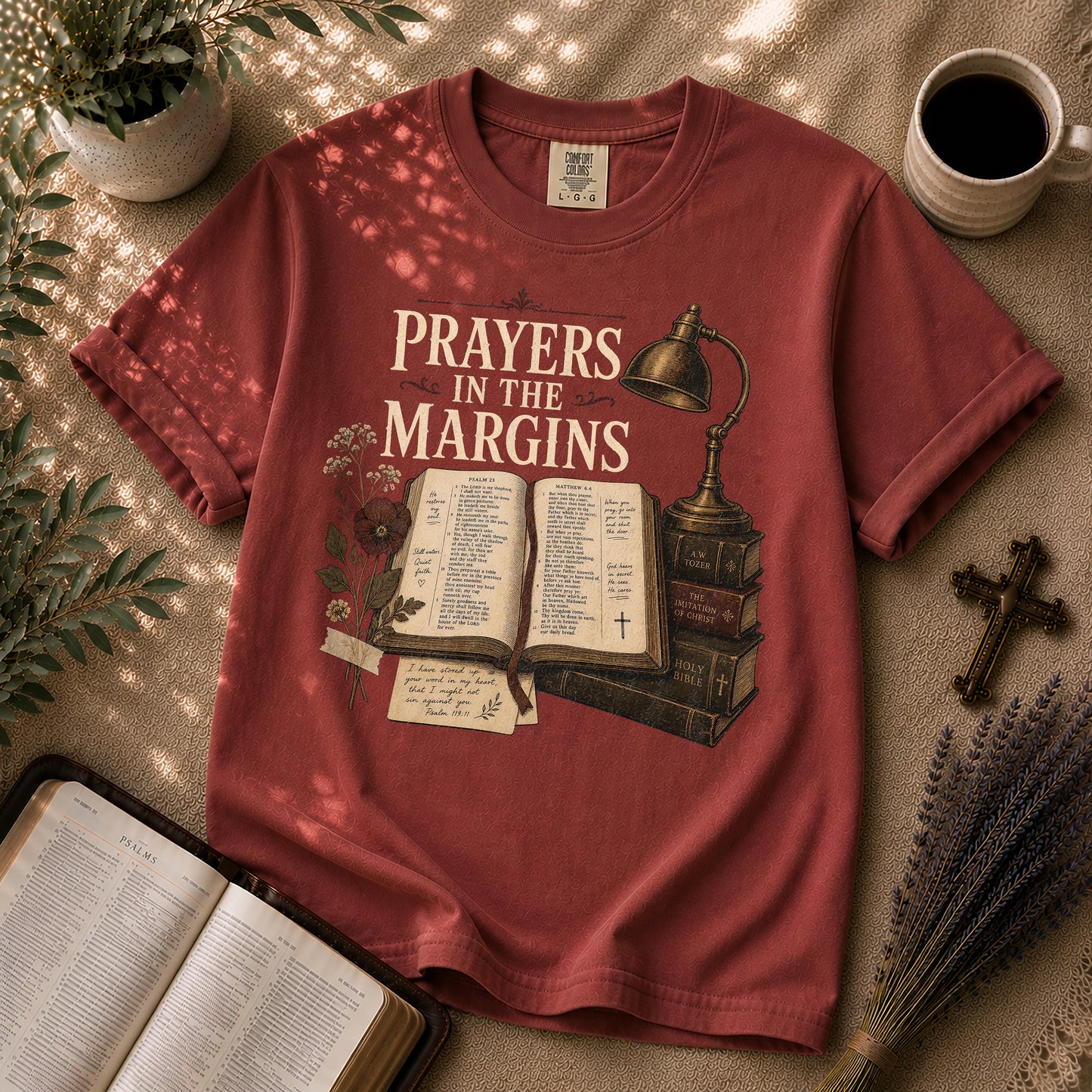 Prayers in the Margins Dark Academia Christian T-Shirt