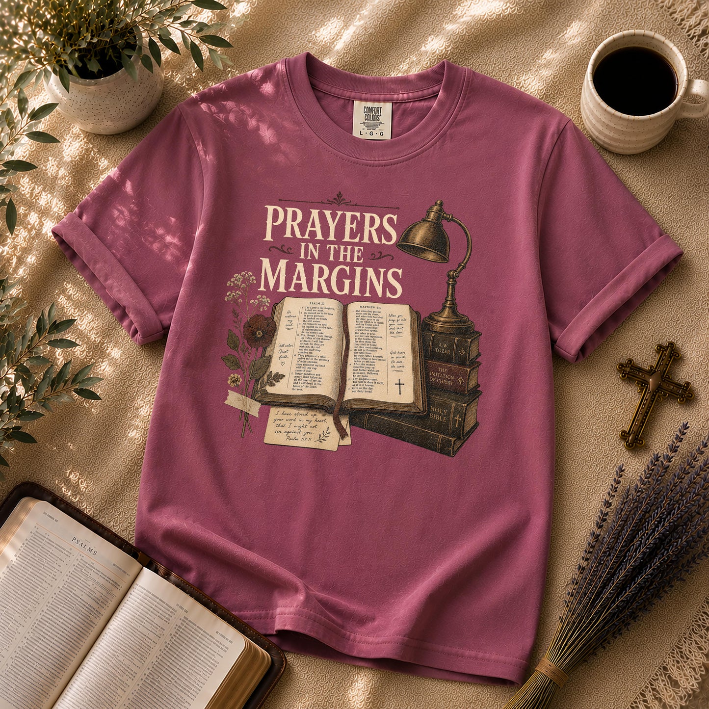 Prayers in the Margins Dark Academia Christian T-Shirt