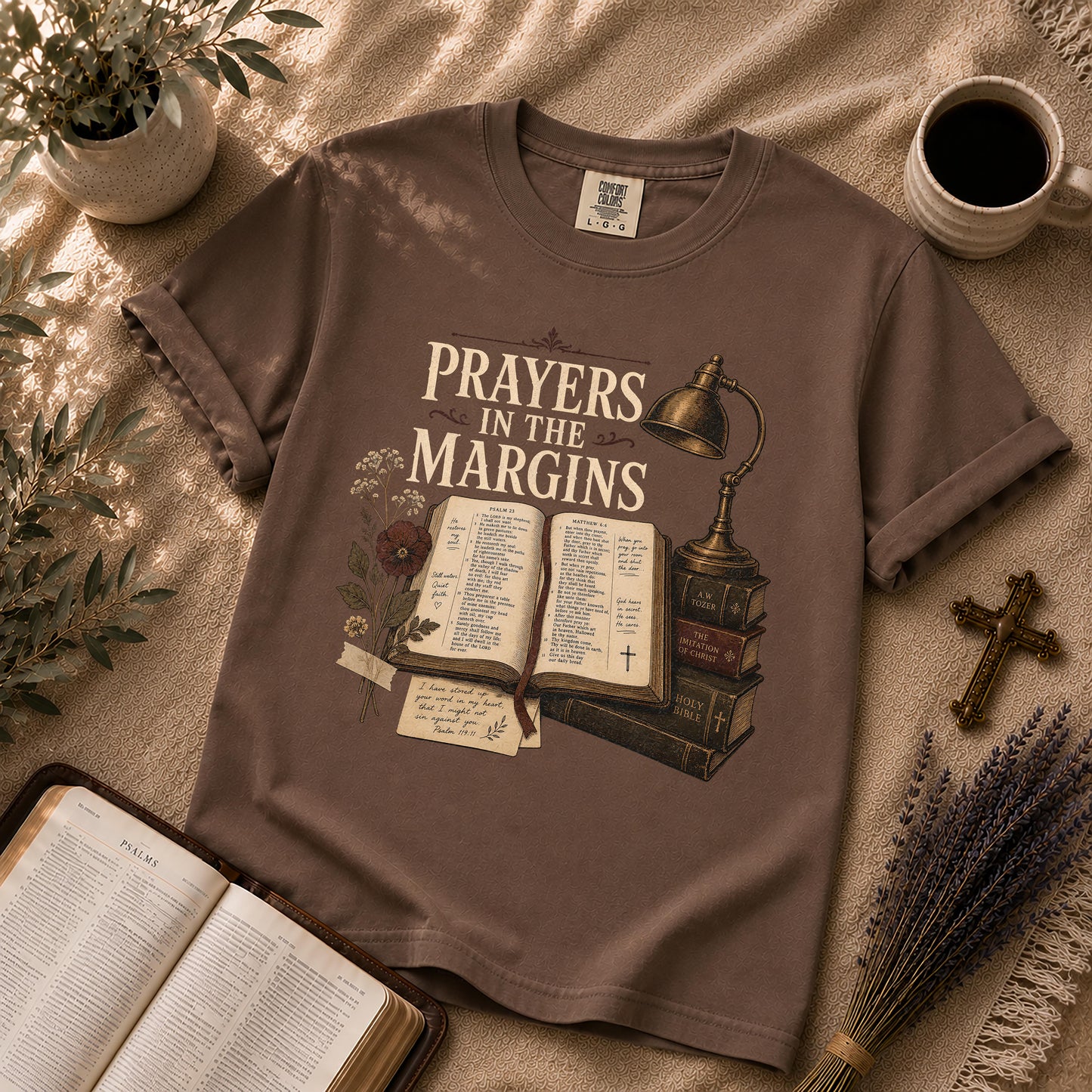 Prayers in the Margins Dark Academia Christian T-Shirt