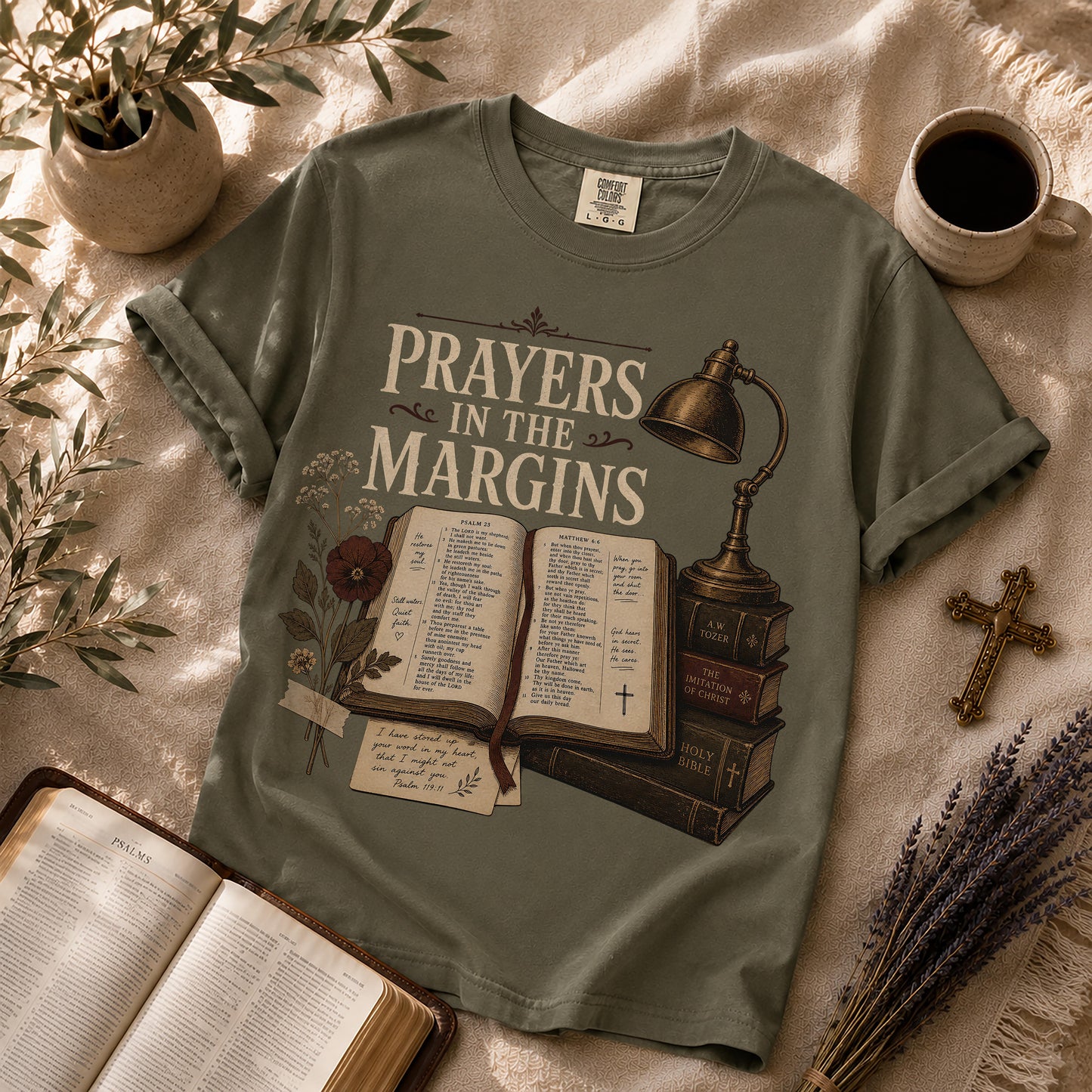 Prayers in the Margins Dark Academia Christian T-Shirt