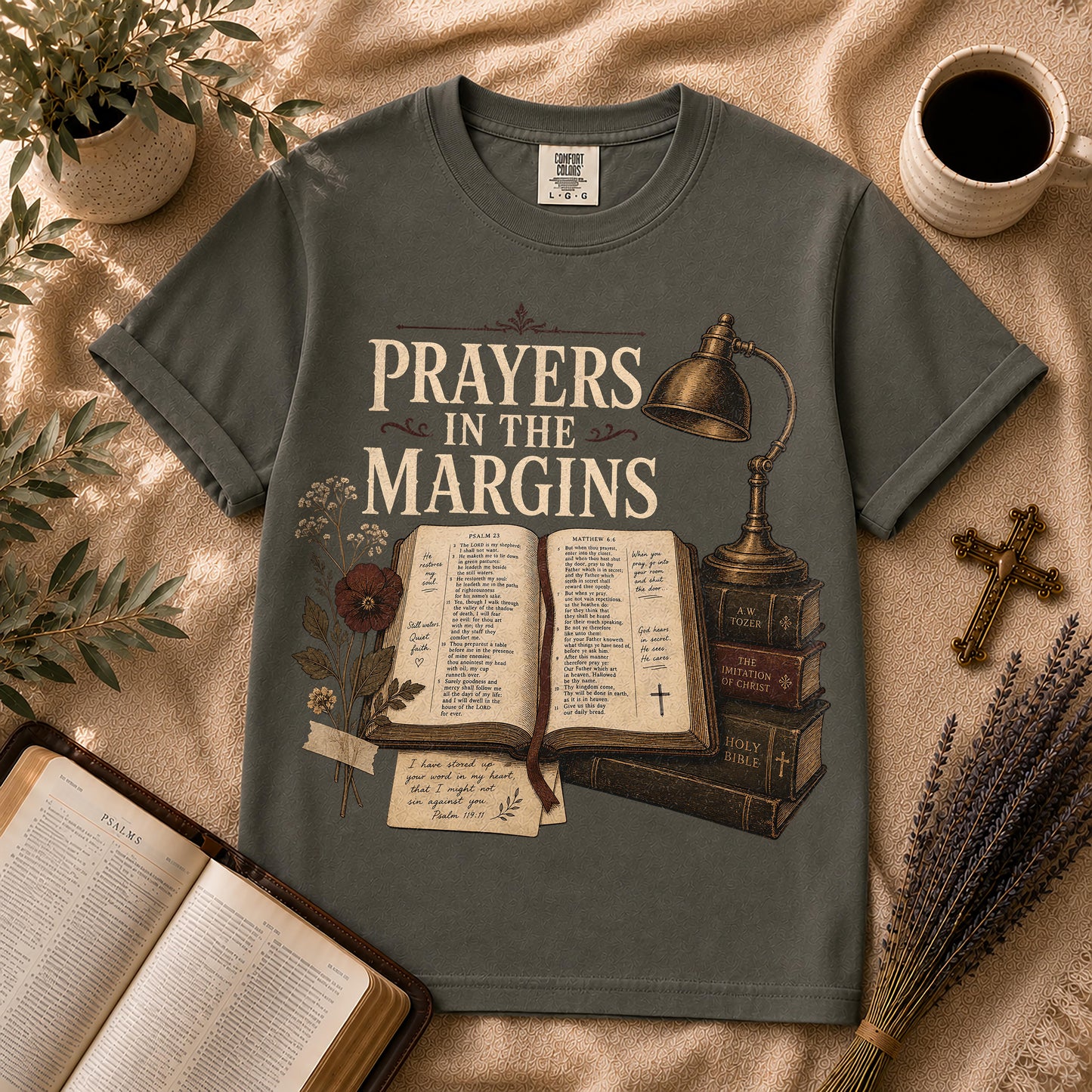 Prayers in the Margins Dark Academia Christian T-Shirt
