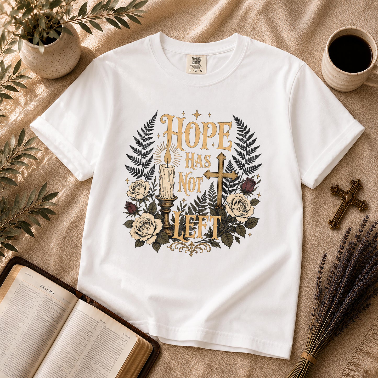Hope Has Not Left Gothic Botanical Christian T-Shirt