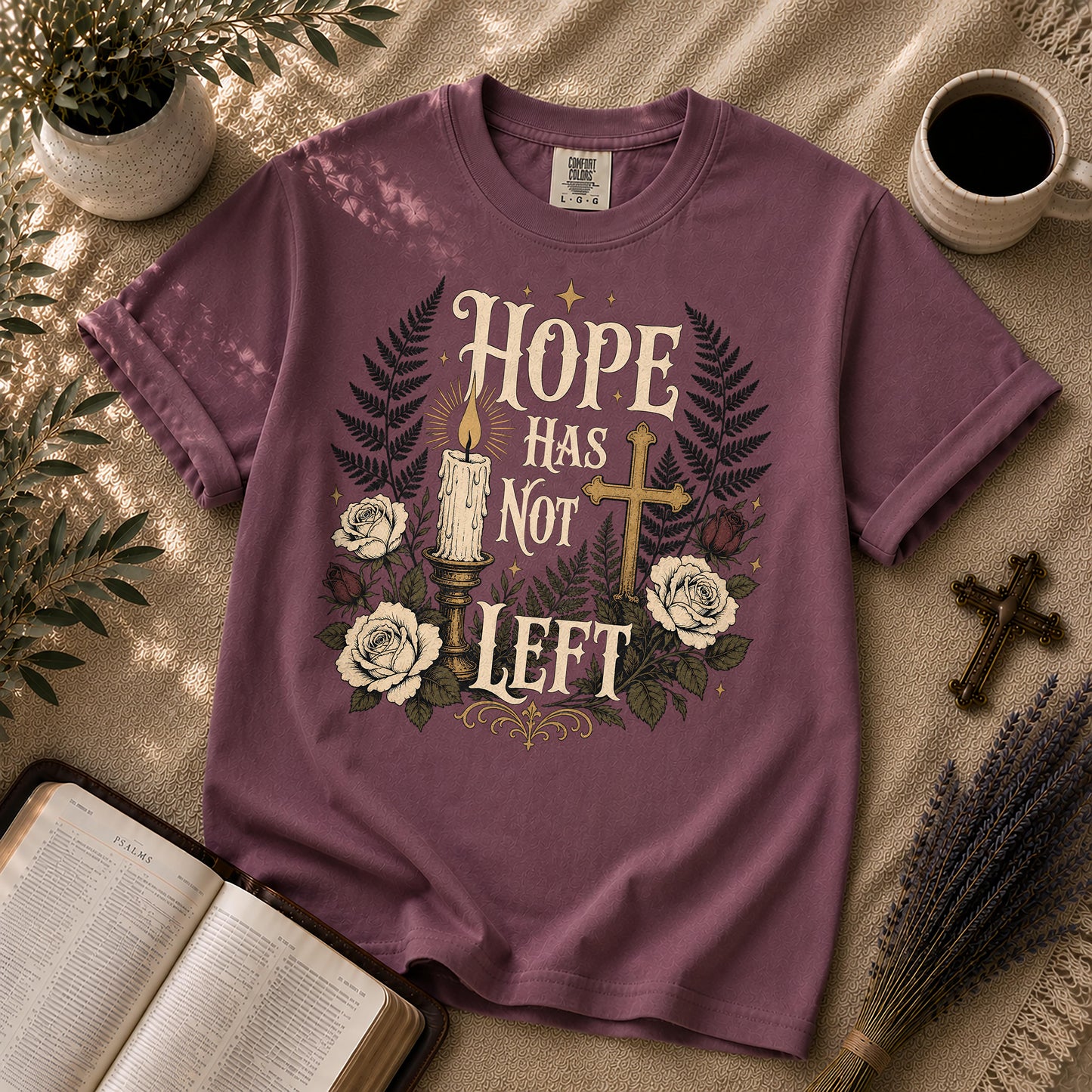 Hope Has Not Left Gothic Botanical Christian T-Shirt