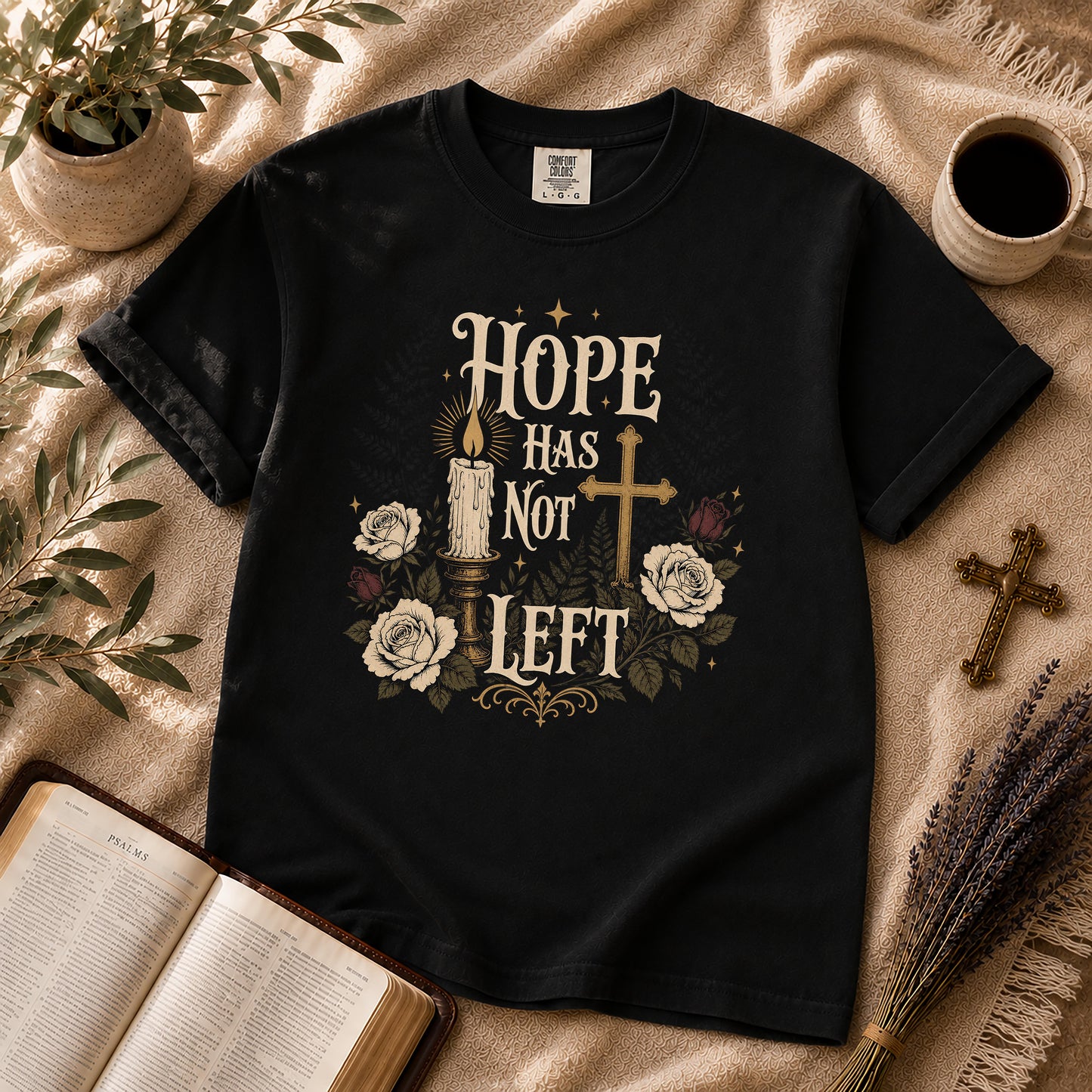 Hope Has Not Left Gothic Botanical Christian T-Shirt