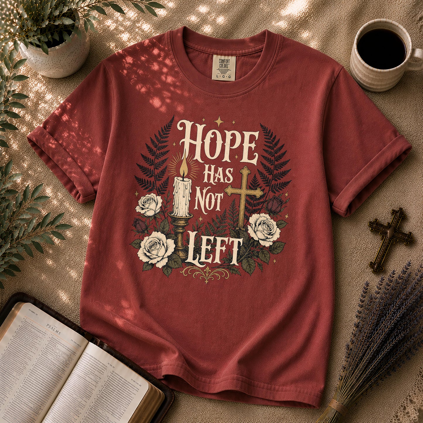 Hope Has Not Left Gothic Botanical Christian T-Shirt
