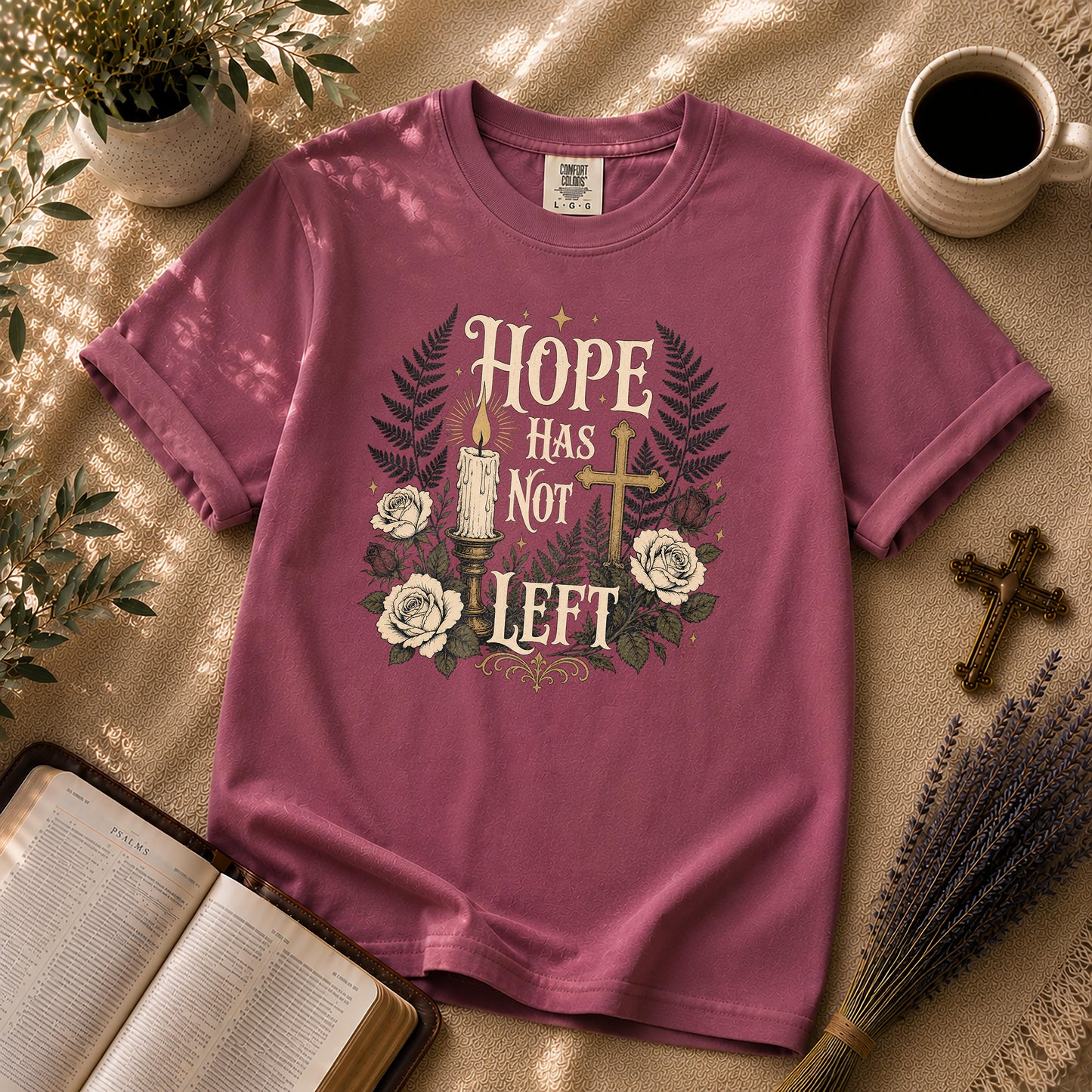 Hope Has Not Left Gothic Botanical Christian T-Shirt
