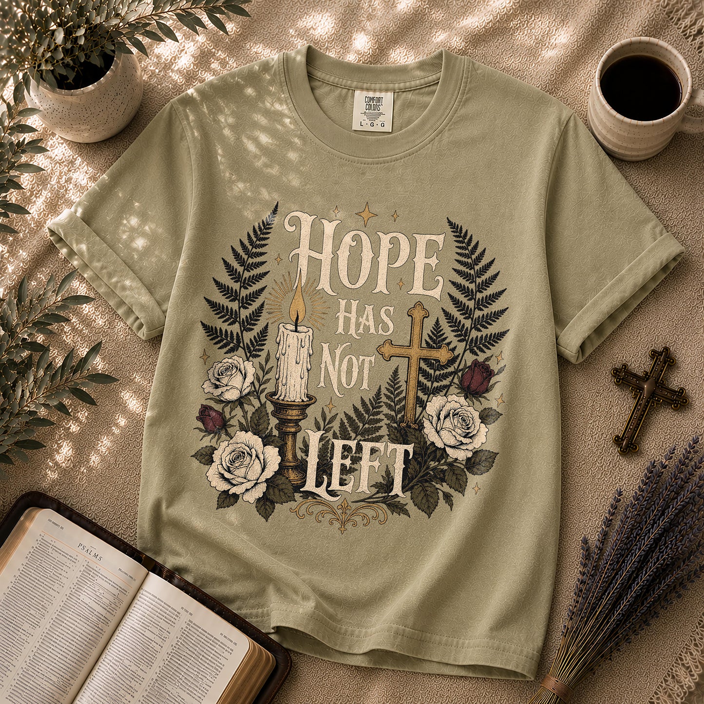 Hope Has Not Left Gothic Botanical Christian T-Shirt