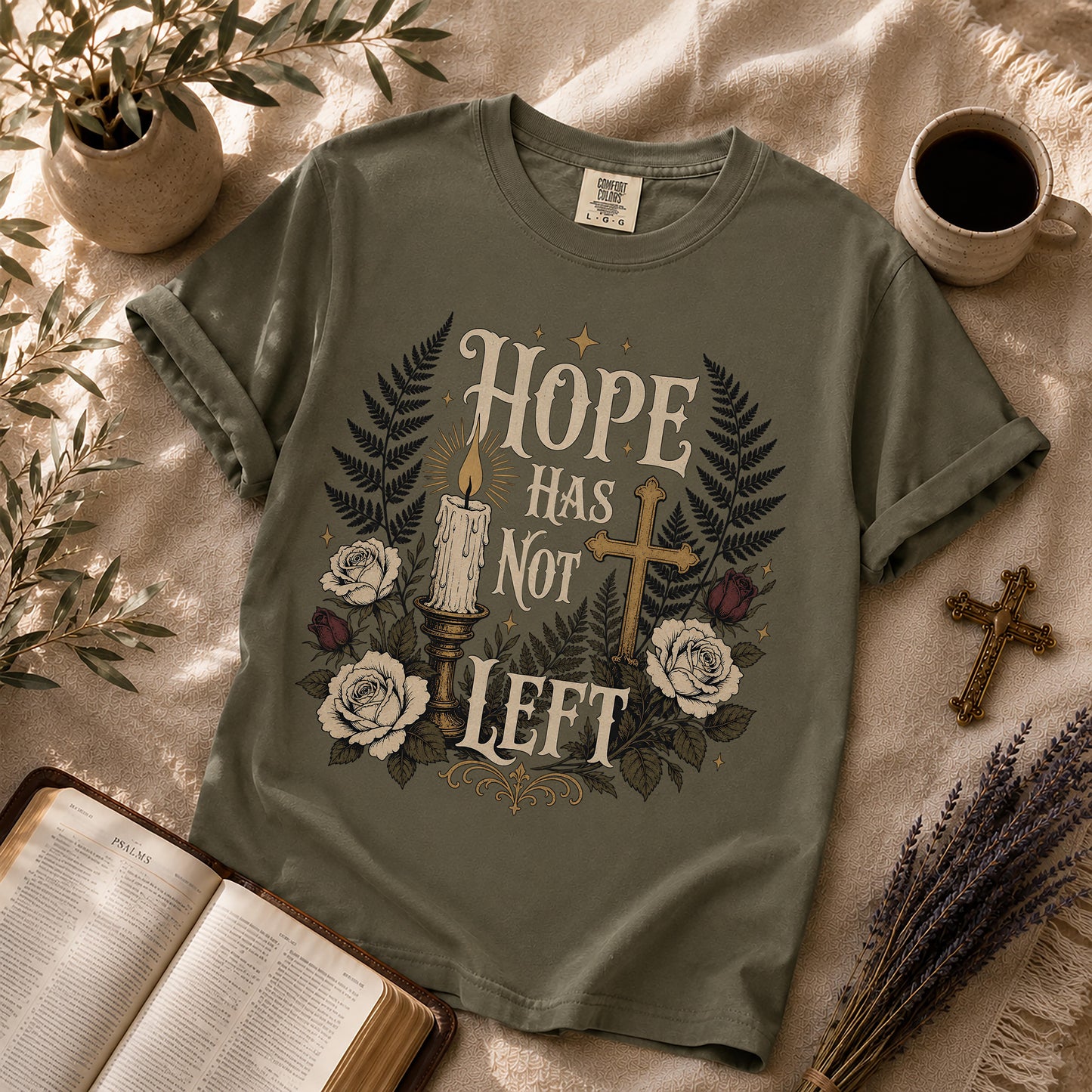 Hope Has Not Left Gothic Botanical Christian T-Shirt
