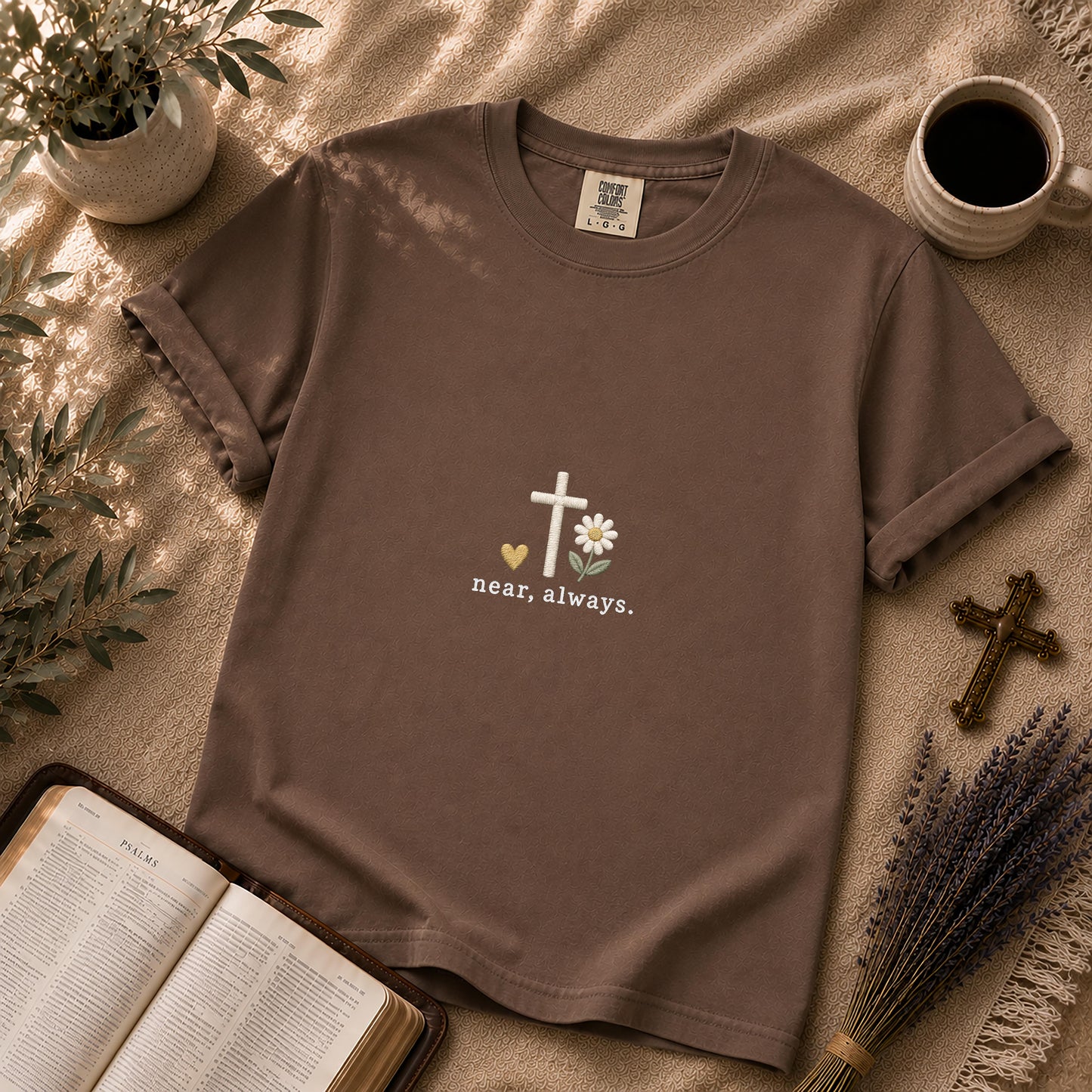 Near Always Faux Embroidered Christian T-Shirt