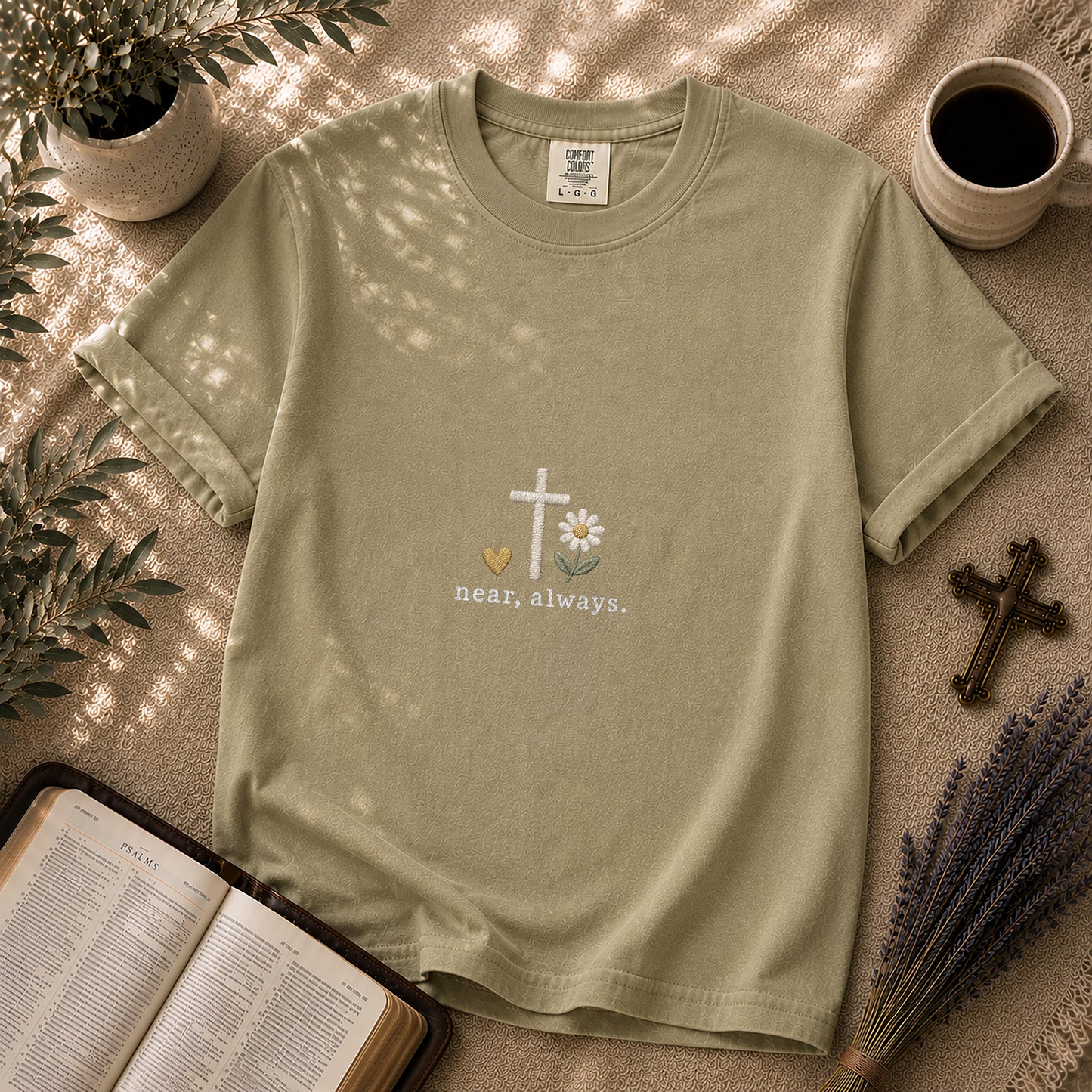 Near Always Faux Embroidered Christian T-Shirt