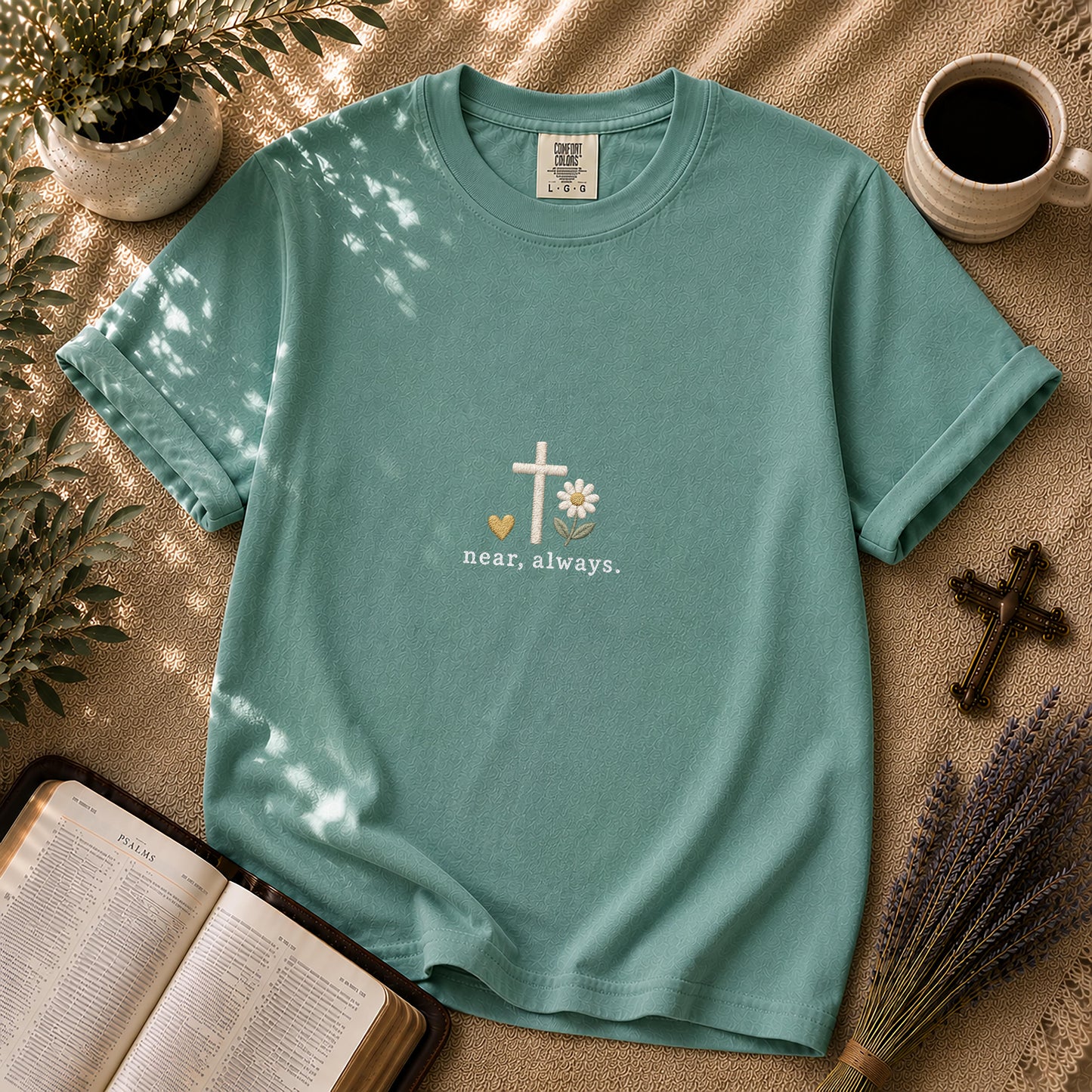 Near Always Faux Embroidered Christian T-Shirt