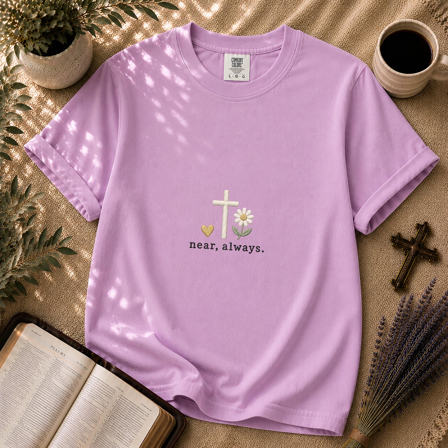 Near Always Faux Embroidered Christian T-Shirt