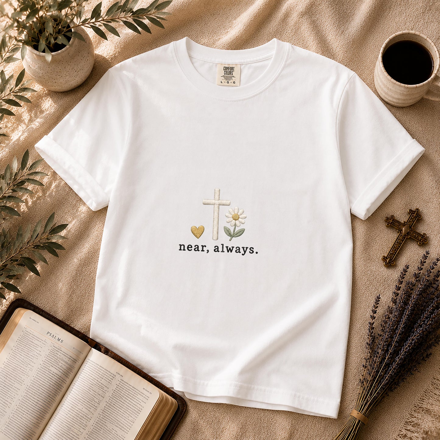 Near Always Faux Embroidered Christian T-Shirt