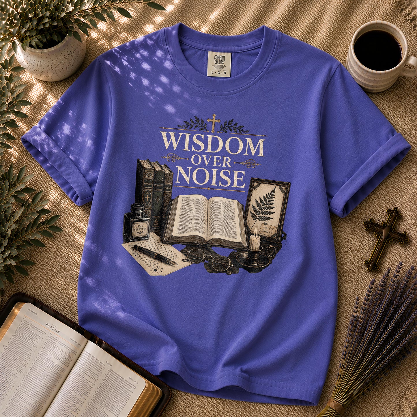 Wisdom Over Noise Dark Academia Christian T-Shirt
