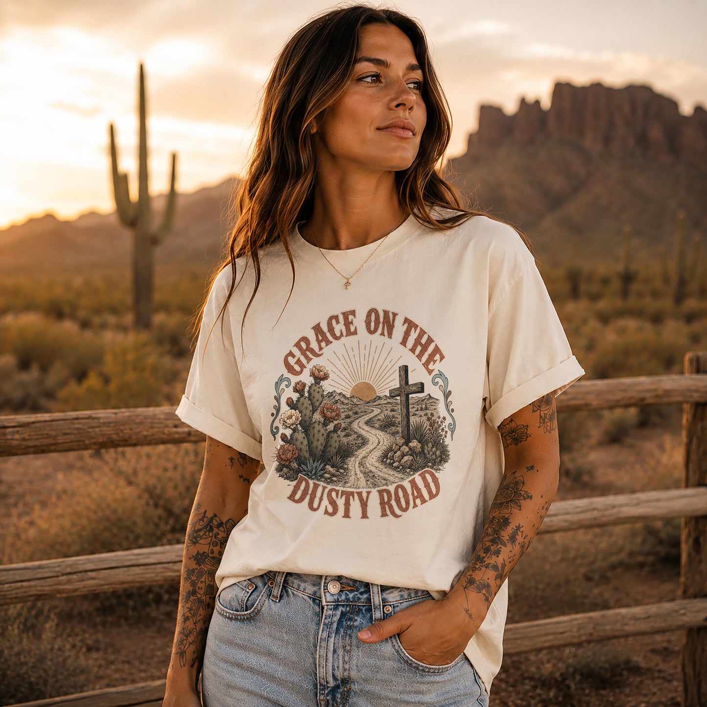 Grace on the Dusty Road Western Christian T-Shirt