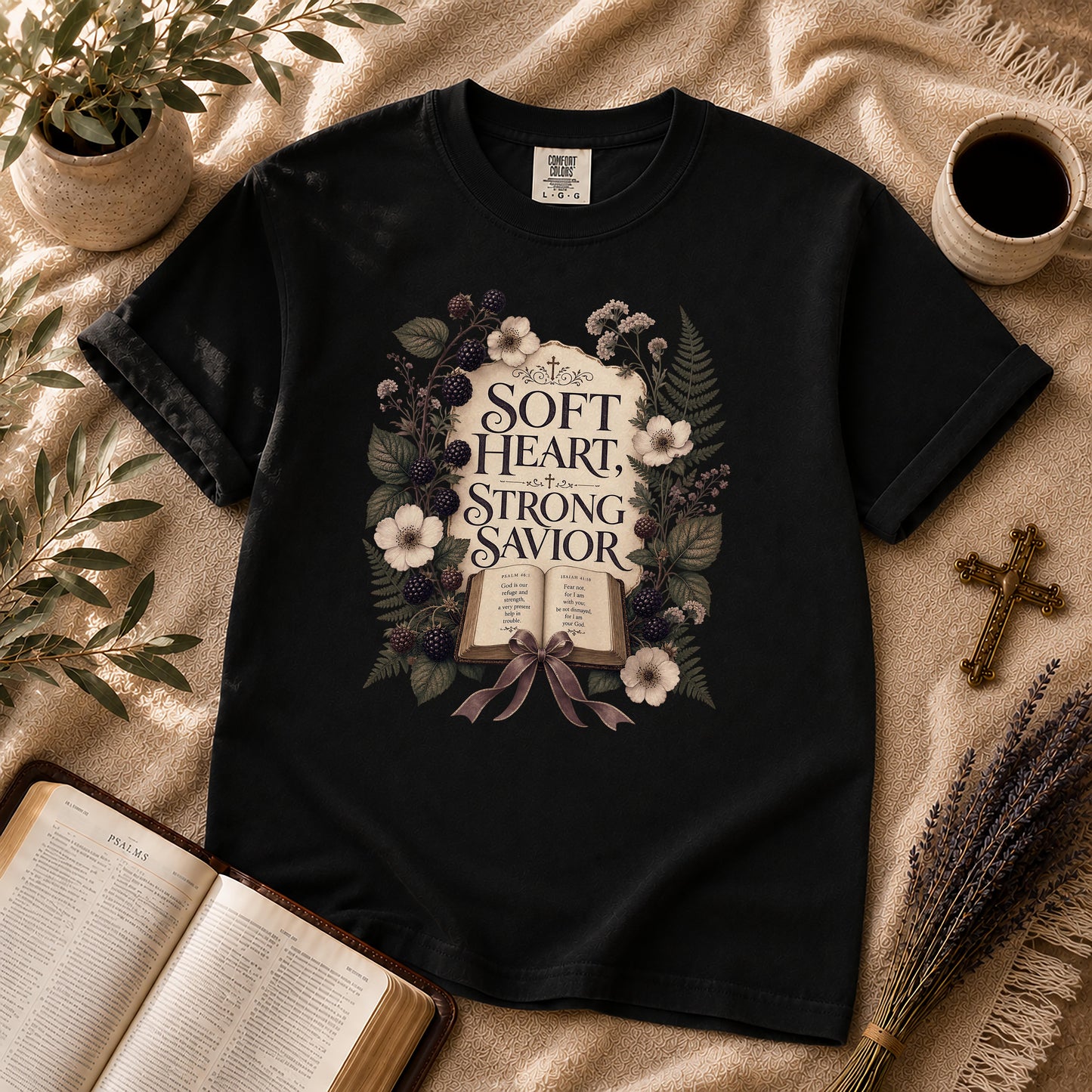 Soft Heart Strong Savior Cottage Goth Christian T-Shirt