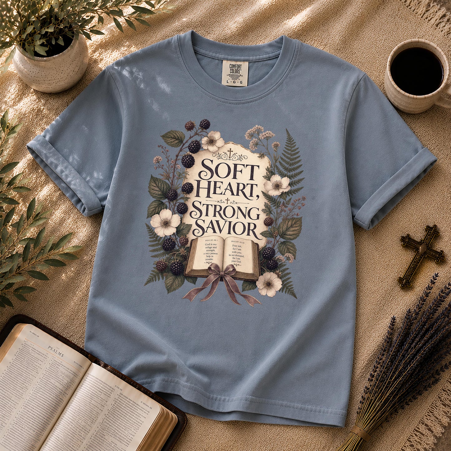 Soft Heart Strong Savior Cottage Goth Christian T-Shirt