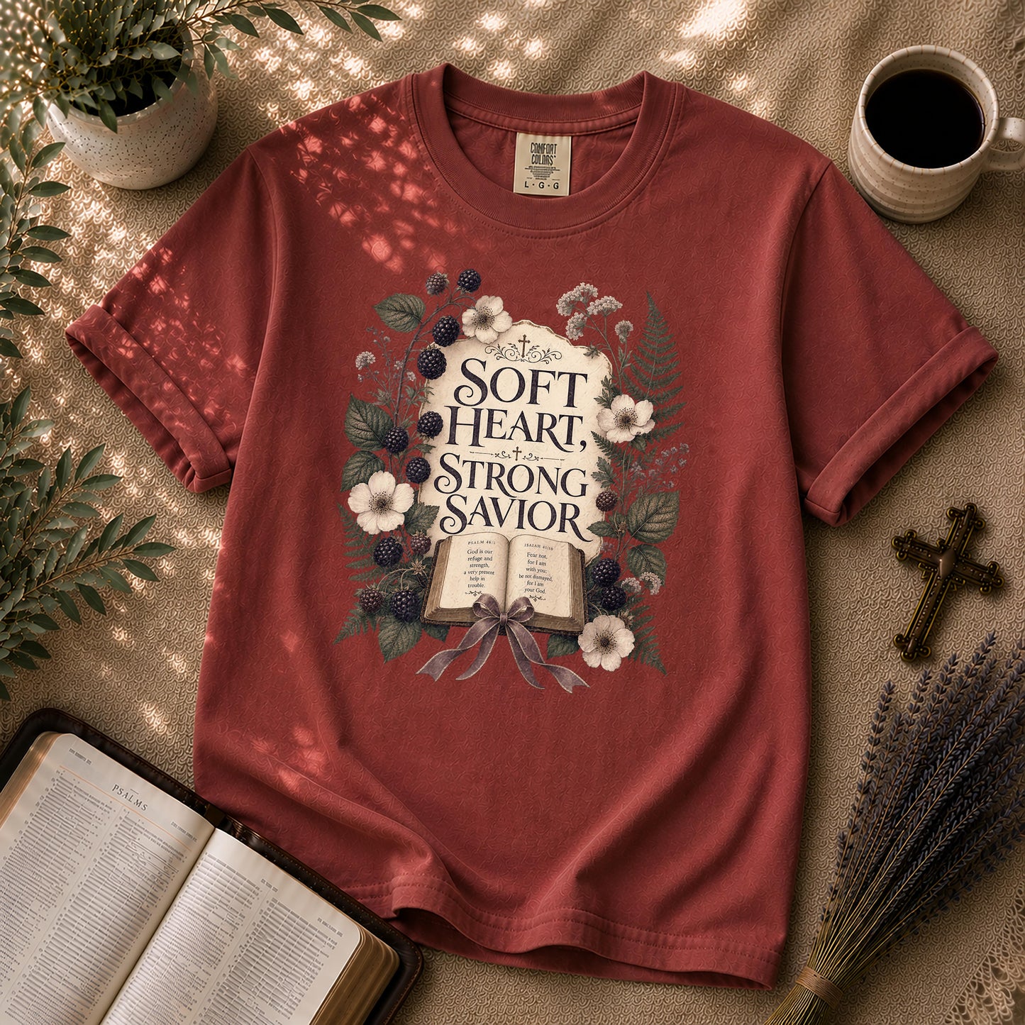 Soft Heart Strong Savior Cottage Goth Christian T-Shirt