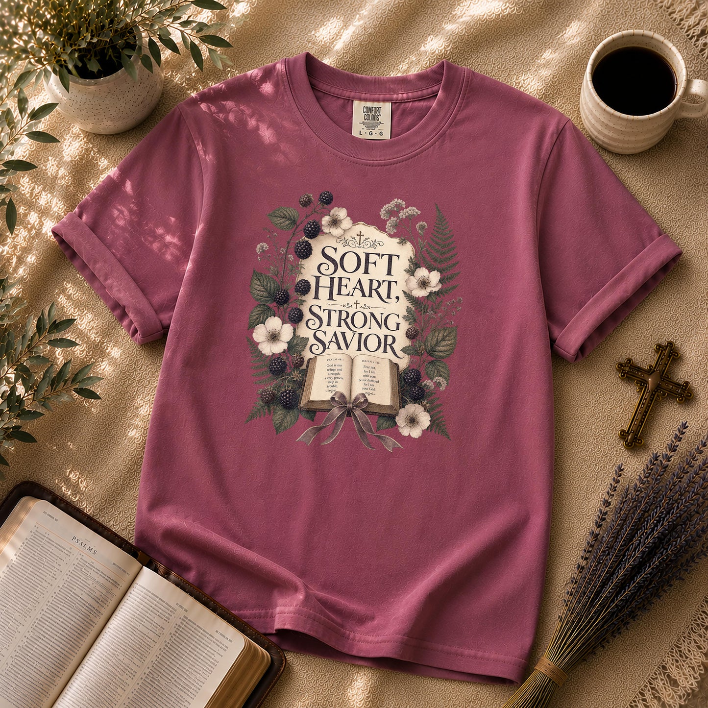 Soft Heart Strong Savior Cottage Goth Christian T-Shirt