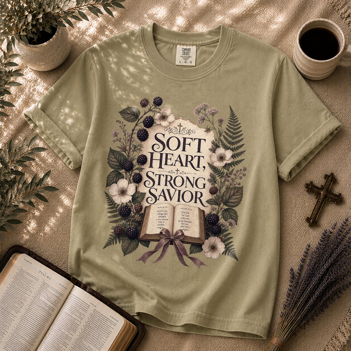Soft Heart Strong Savior Cottage Goth Christian T-Shirt