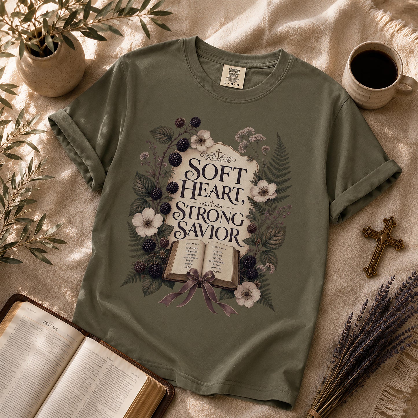 Soft Heart Strong Savior Cottage Goth Christian T-Shirt